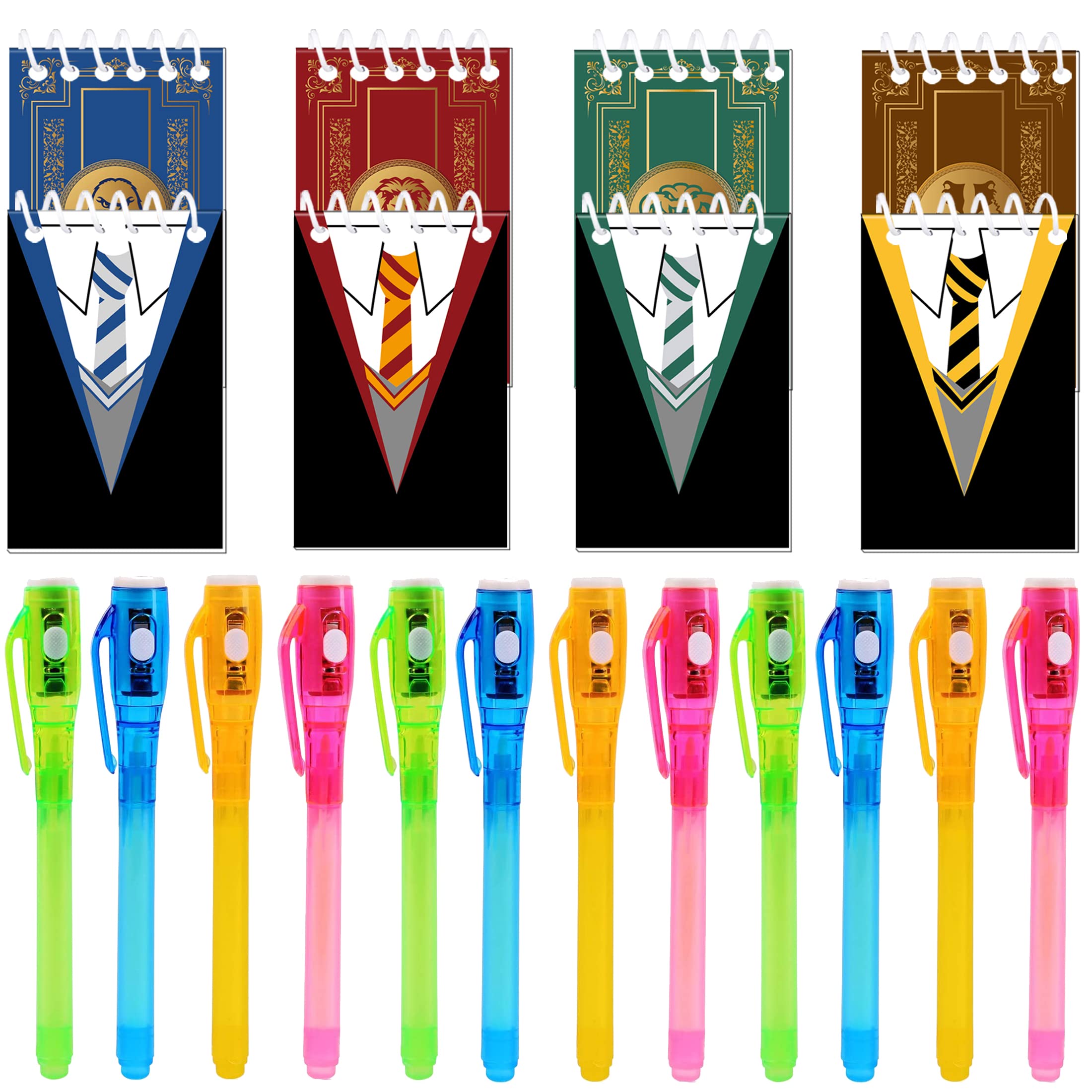 Jiaoohoo 24 Pcs Magical Wizard School party favors |12 invisible ink pen and mini Notepads| Magical Wizard School party Goodie Bag Stuffers, Classroom Prizes, party supplies