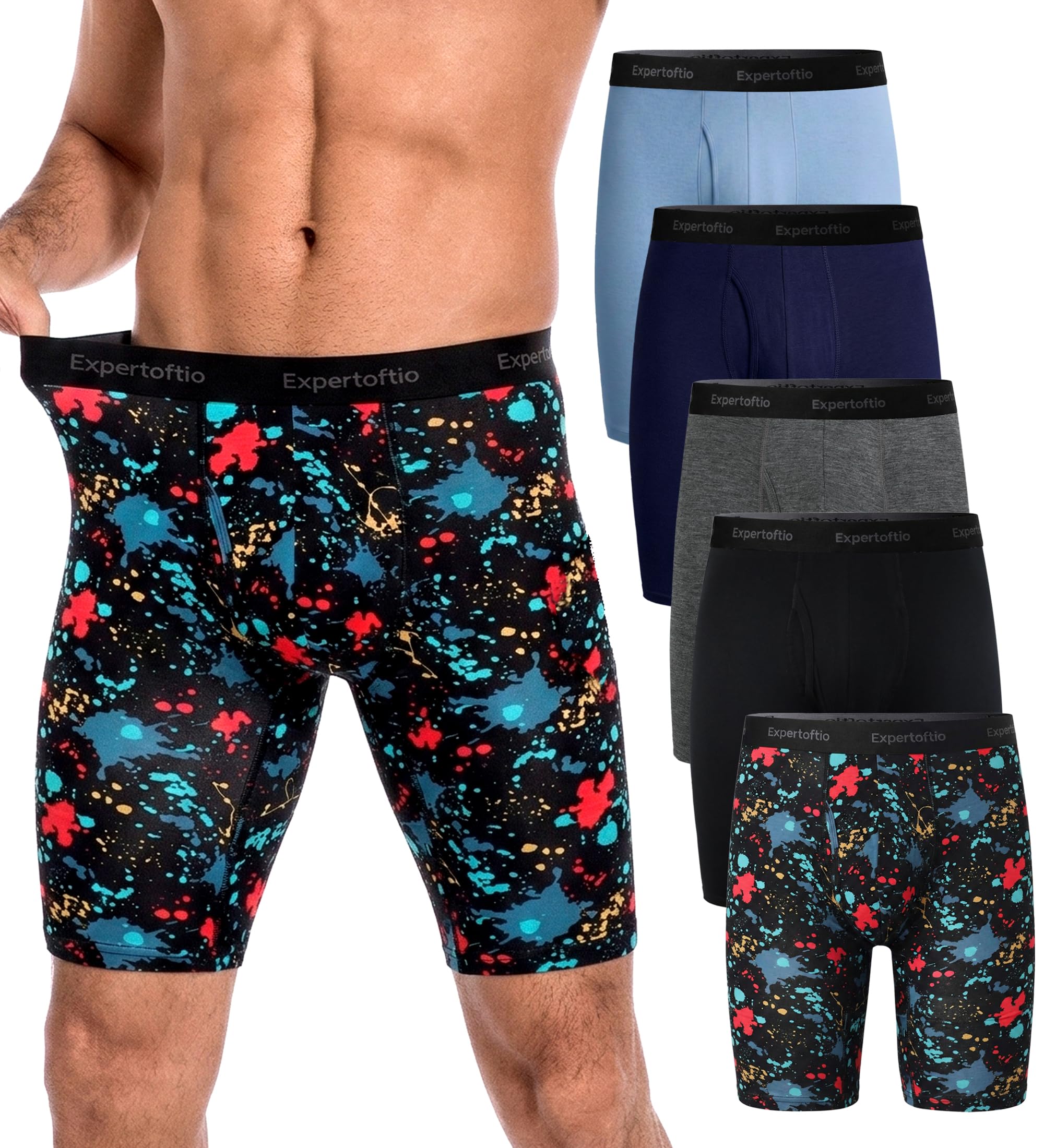 Viscose from Bamboo Long Leg Boxer Briefs for Men, 9 Inch Performance Men's Underwear, Sports, Fly-image-13