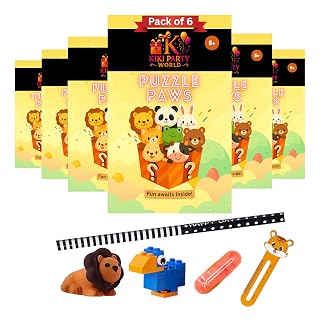 KIKI PARTY WORLD Return Gifts for Kids Birthday Party | Jungle Theme Birthday Return Gift for Boys & Girls Age 6–10 | Puzzle Paws Gift Set (Pack of 6)