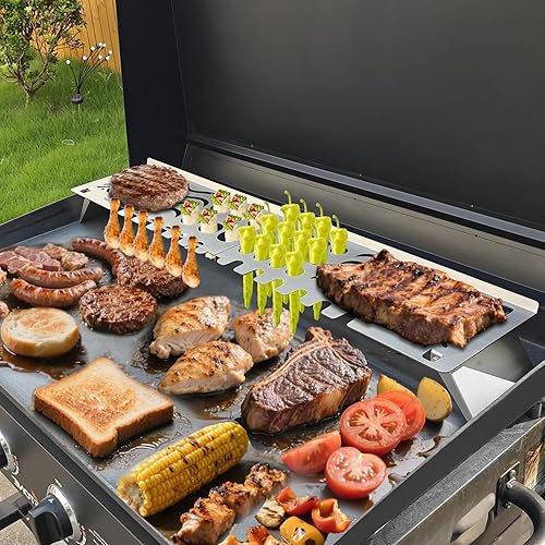 Vista 12 de Rejilla de calentamiento para parrilla Blackstone de 17 y 22 pulgadas, accesorios plegables de Blackstone, ancho ajustable de 17 a 22 pulgadas