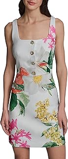 Karl Lagerfeld Women's Sleeveless Square Neck Tweed A-line Mini Dress Price In India