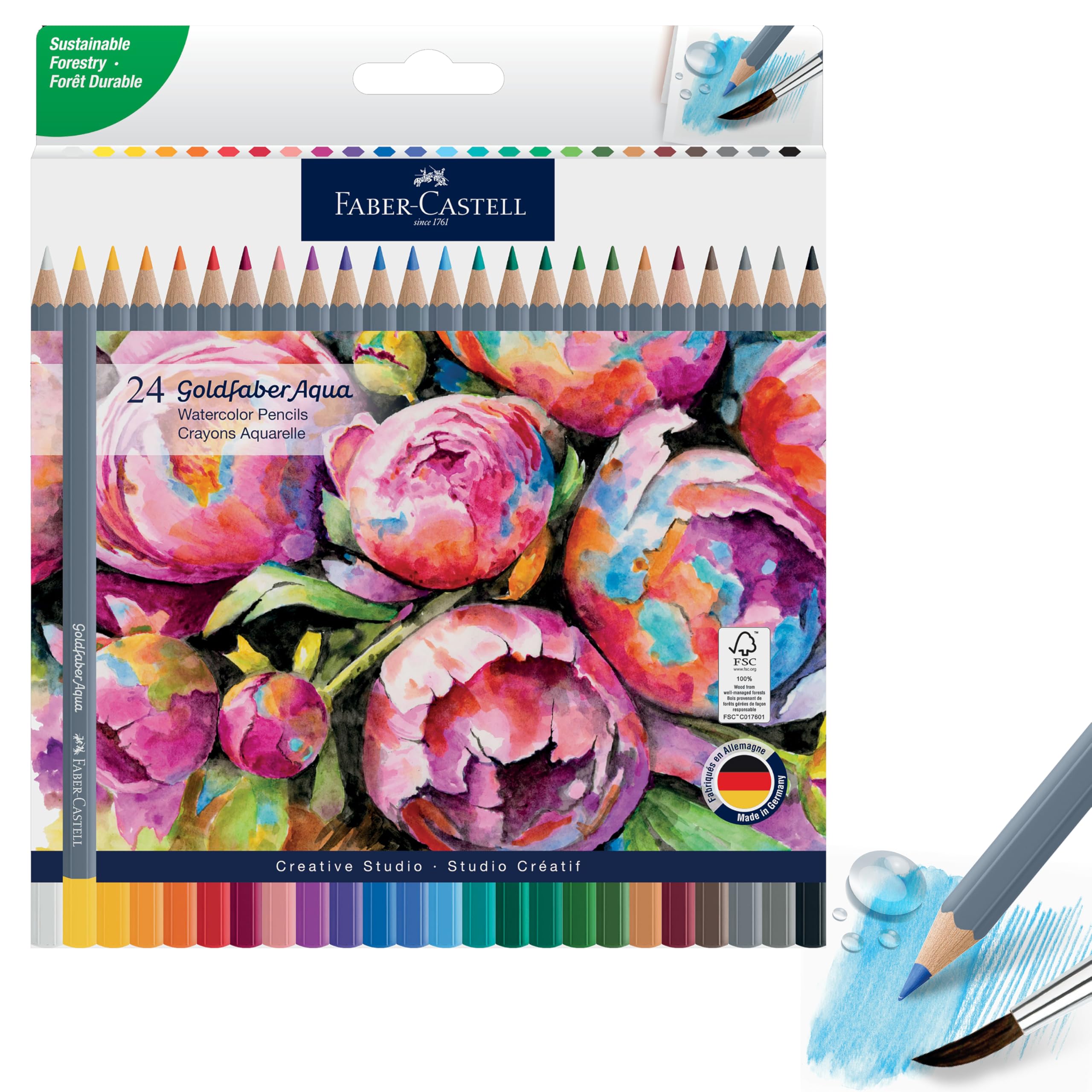 Goldfaber Aqua Watercolor Pencils: 24 Count, Water-Soluble Colored Pencils for Drawing &…
