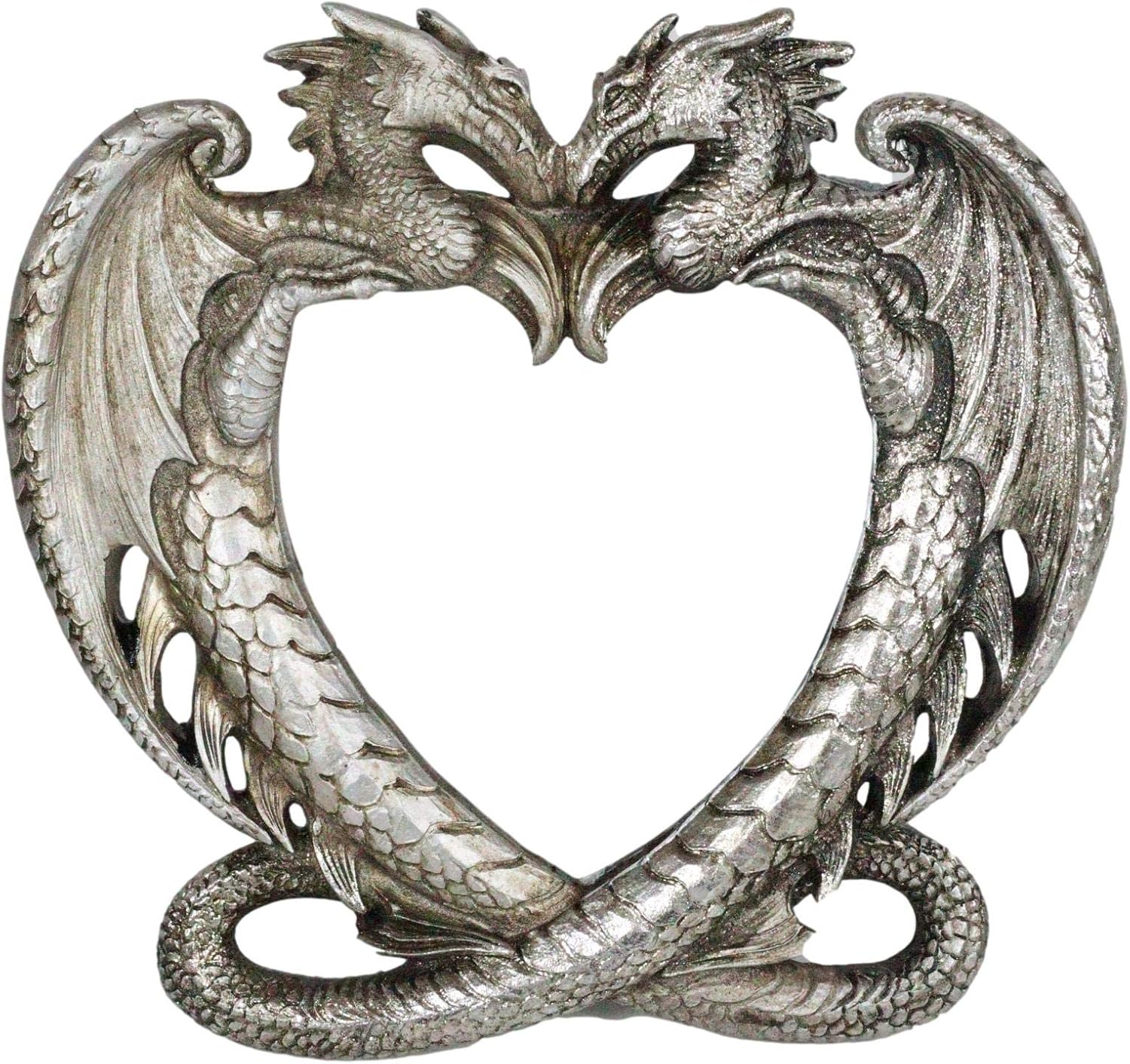Ebros Guardians of Vortex Twin Double Dragons Heart Small Vanity Dresser Table Or Wall Mirror Plaque Decor 6" High Figurine Myths Legends Fantasy Dungeons and Dragon Theme Accent
