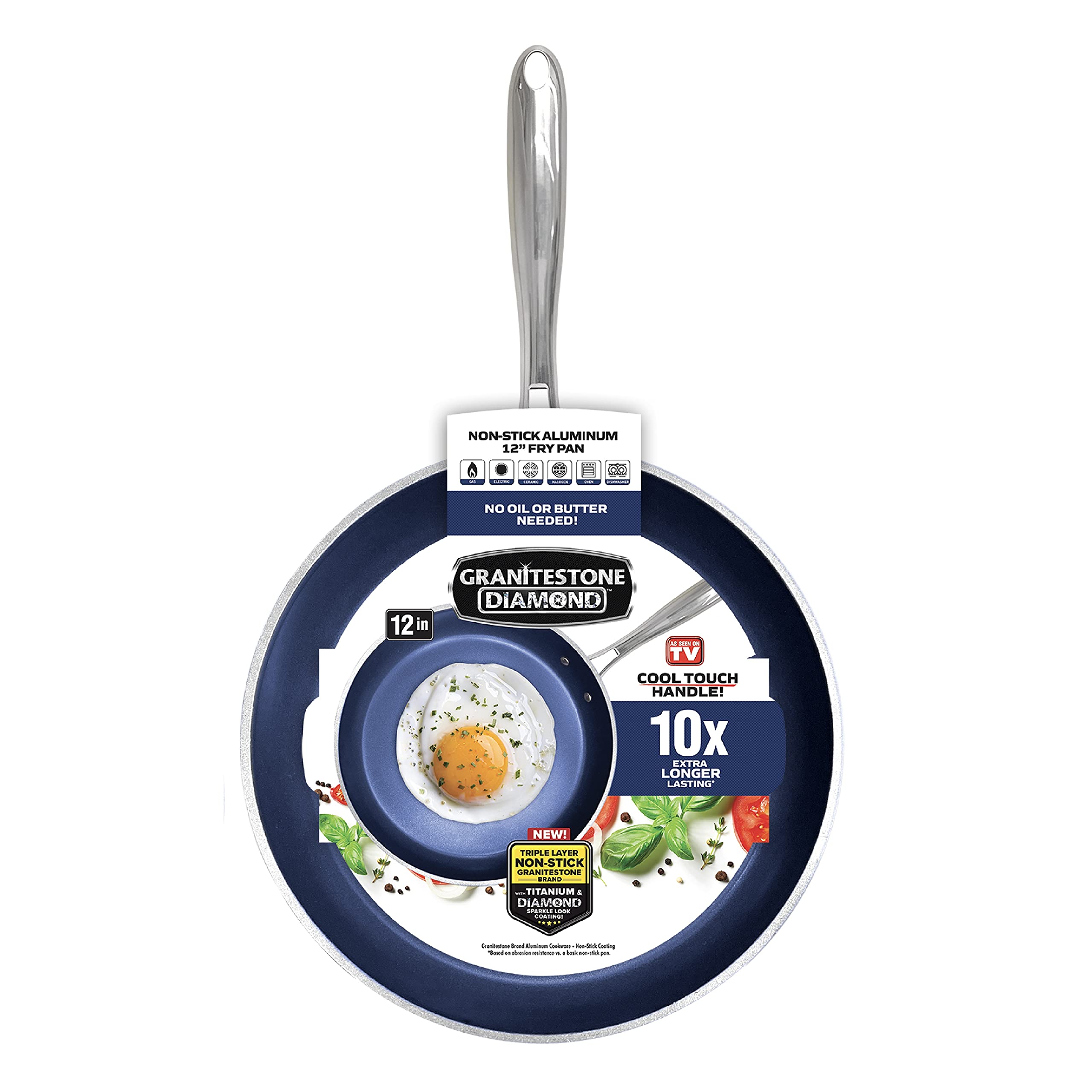 Granitestone Blue 12 XL Frying Pan with Ultra Durable Mineral and
