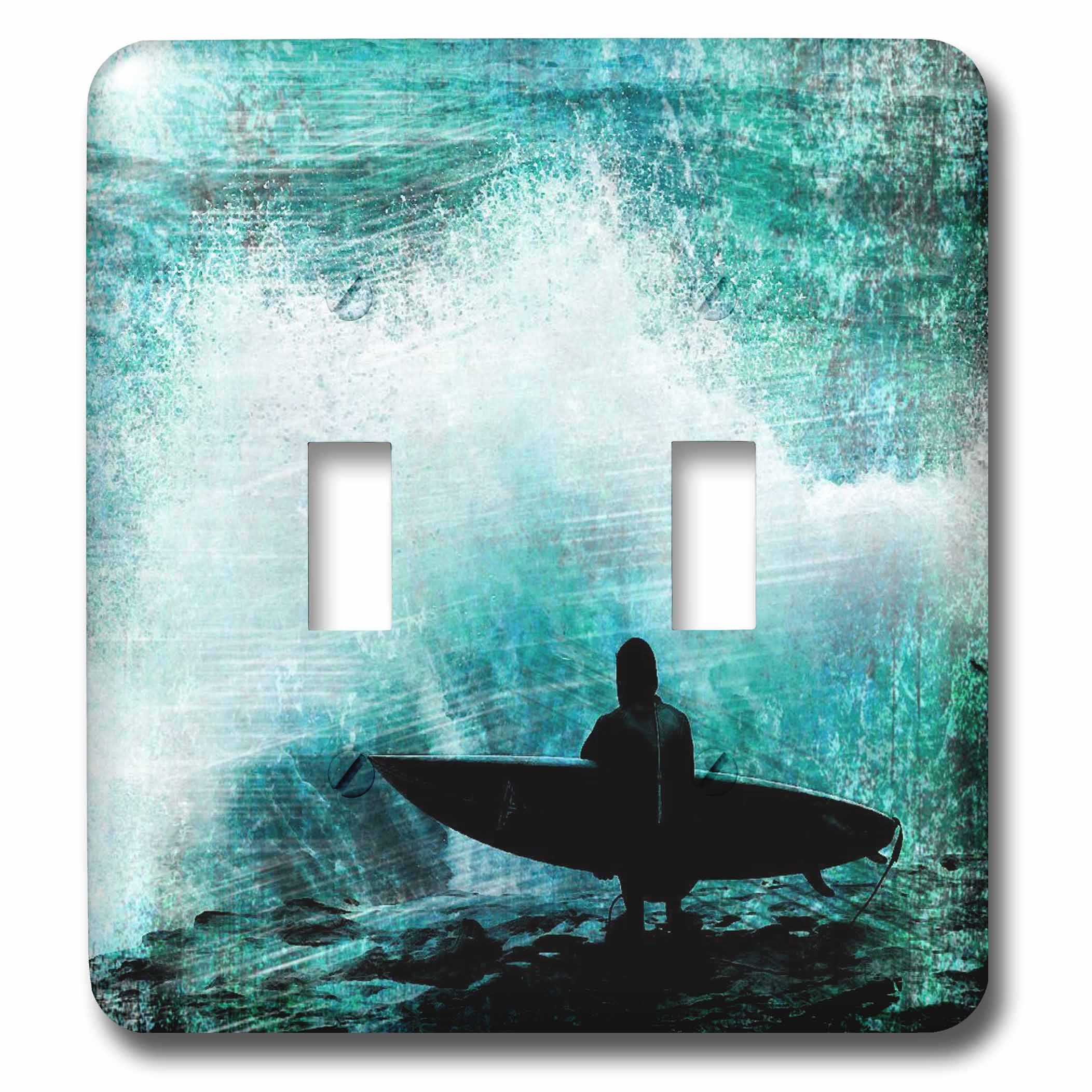 Interrupteur à baïonnette motif surfeur et vagues pour déco murale