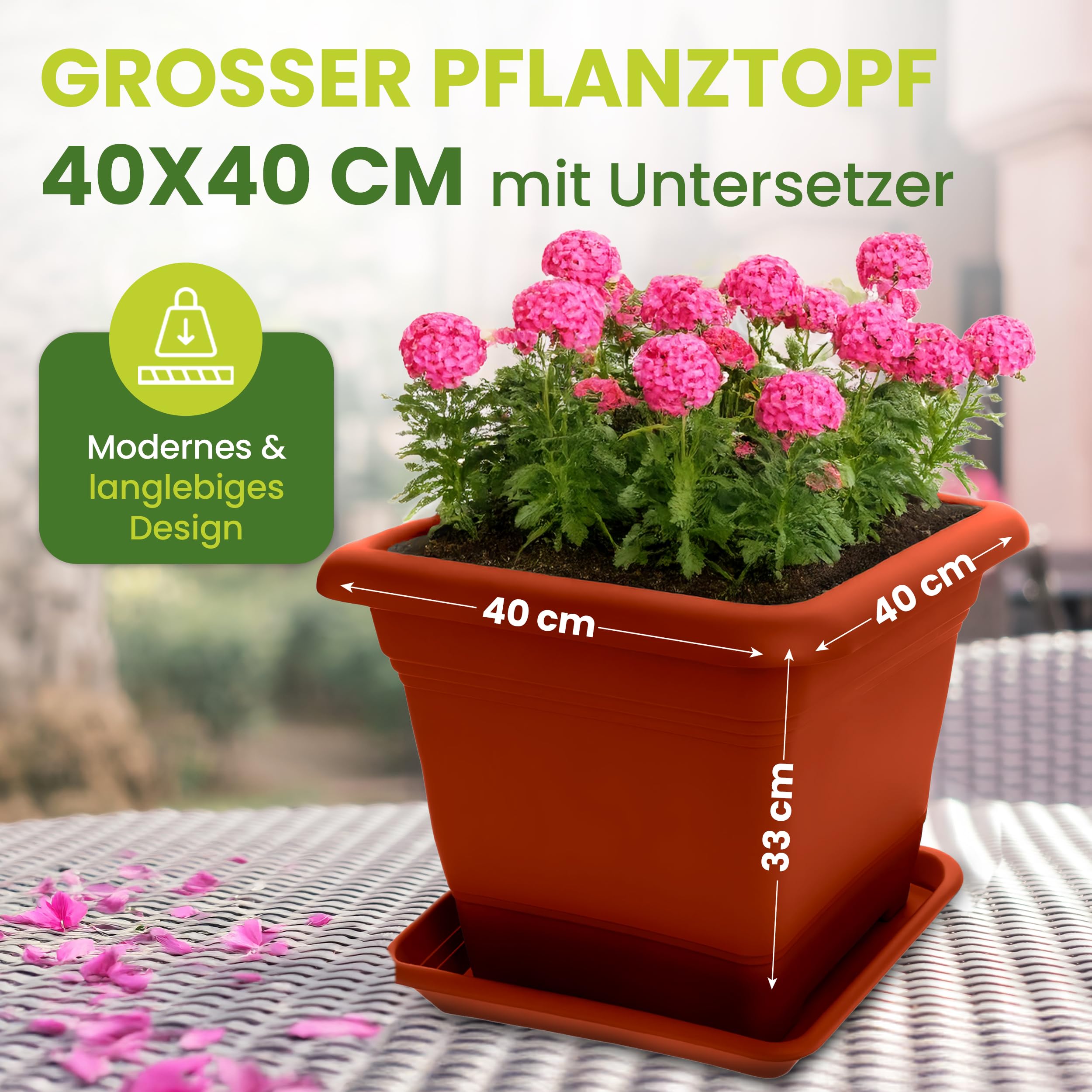 2friends 2er Set Pflanzkübel – 30 Cm Durchmesser – Terracottafarben, Witterungsfest – Mit Untersetzer Für Garten & Balkon