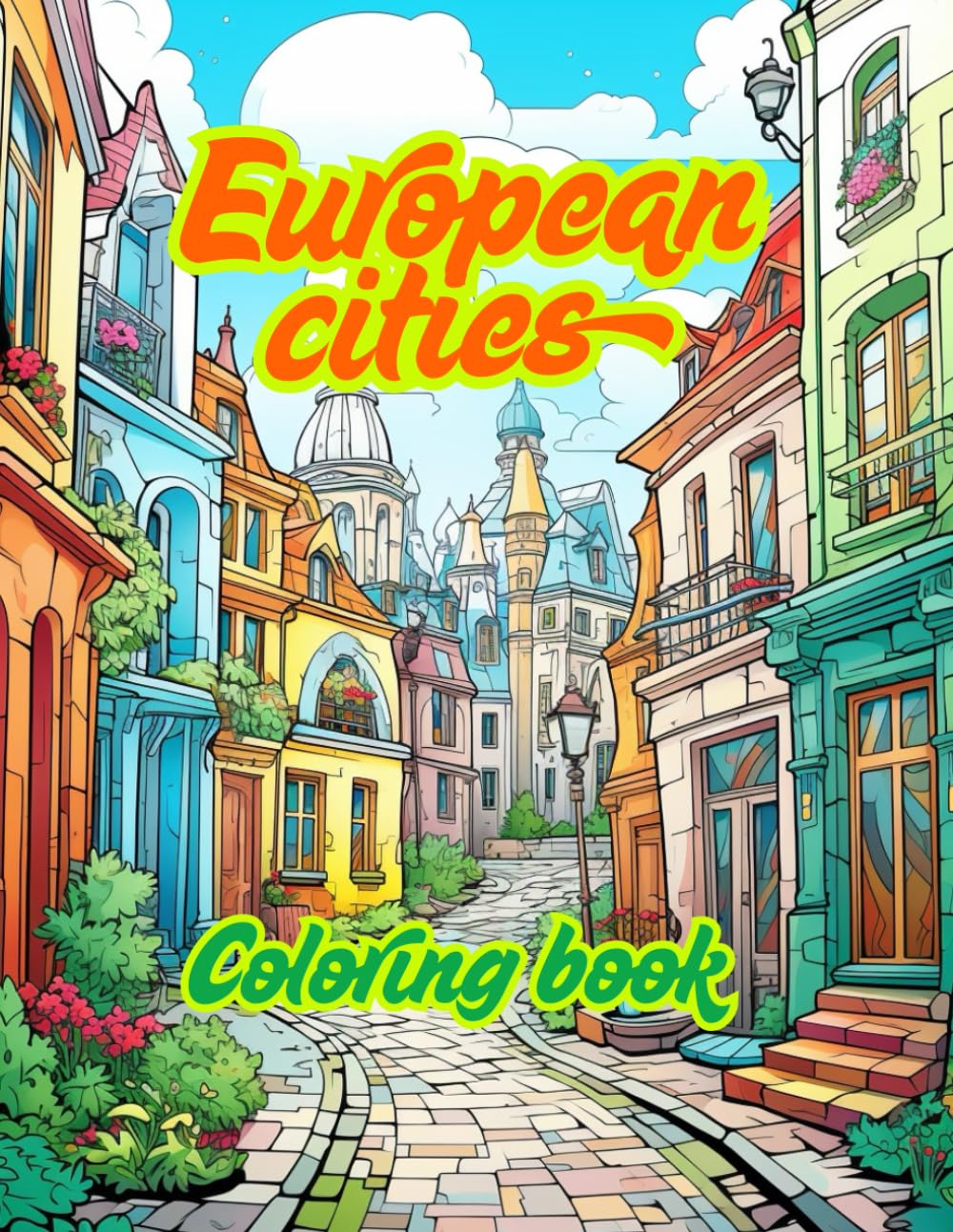 European cities: Coloring book for adults 290 pages