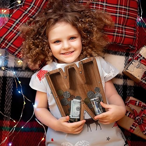 Vista 140 de Alcancía para niños y niñas, alcancía de madera con letra grande del alfabeto con inicial C, banco de monedas, regalos divertidos para cumpleaños