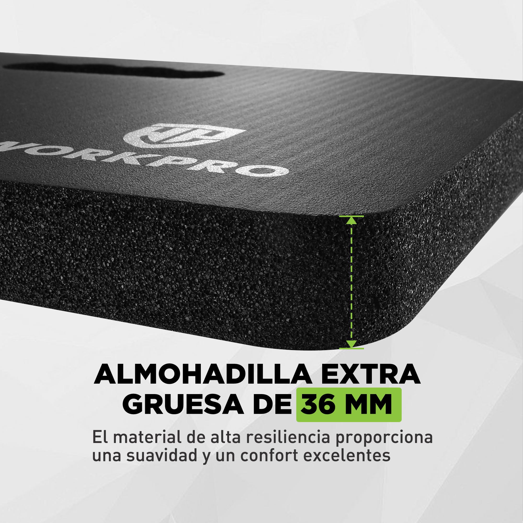 WORKPRO Almohadilla Gruesa para Rodillas 2 Piezas, 28 x 44 x 3,6 cm Colchoneta para Limpieza, Reparaciones, Hacer Ejercicio, Rezar y Yoga, Rodilleras para Jardinería y Trabajo al Aire Libre