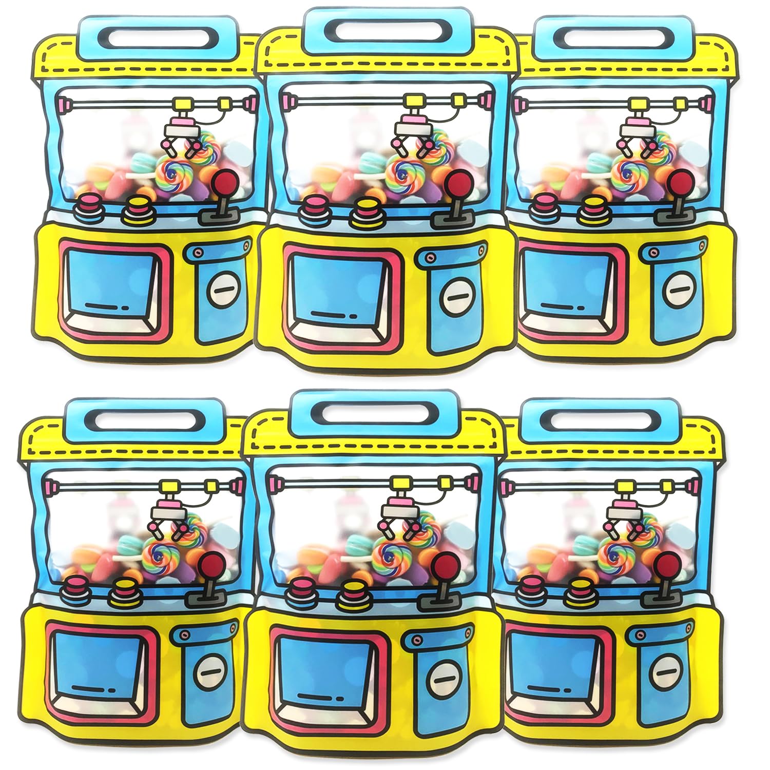 KTBANBANNEY 30pcs Party Favors Bags Blue Color Claw Machine Shape Goodie Gift Bags with Handle Ziplock Seal Bag Smell Proof Resealable Packaging For