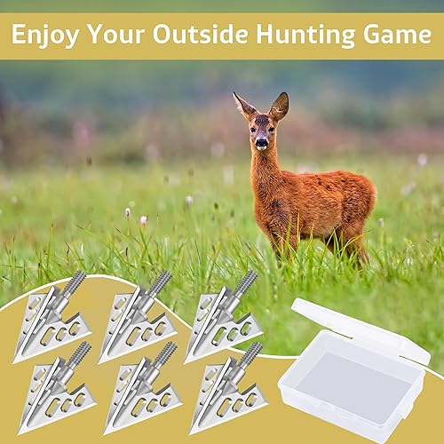 Miniatura 5 de Hunting Broadheads with 3 Fixed Blade 100 Grain Screw-in Archery Broadheads Compatible with Crossbows,Recurve and Compound Bows plateado