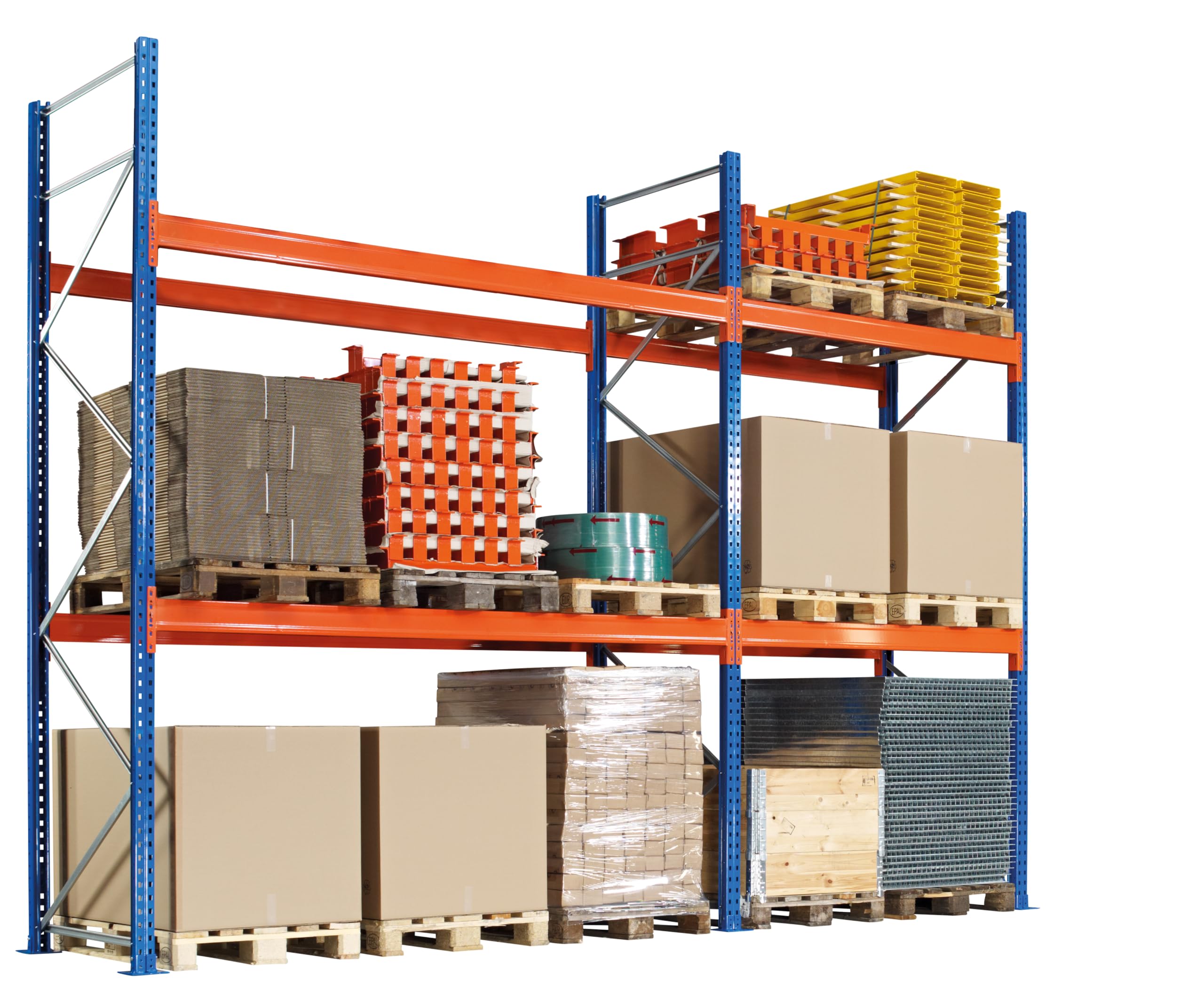 SCHULTE Lagertechnik Palettenregal Grund- / Anbauregalset 2700+1800mm - 3000x1100mm (HxT) 8 Holme (1500kg)