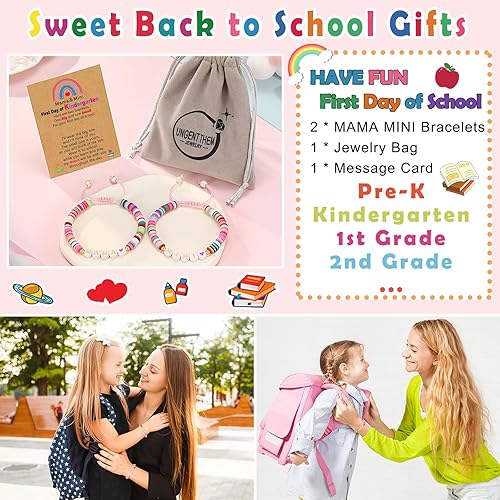 Miniatura 6 de UNGENT THEM First Day of School Gift for Mom Daughter, Mama and Mini Back to School Bracelets
