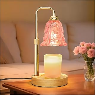 XJZJY Pink Tulip Candle Warmer Lamp with Timer & Dimmer - Flame-Free Wax Melter, Adjustable Height, Safe Gift for Mom, Bedroom Decor