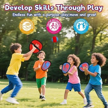 Sunrad Toss and Catch Ball Game Set, Sticky Toddler Baseball Training Glove, Beach Toys Yard Games, Kids Preschool Games for Ages 4 5 6 7 8