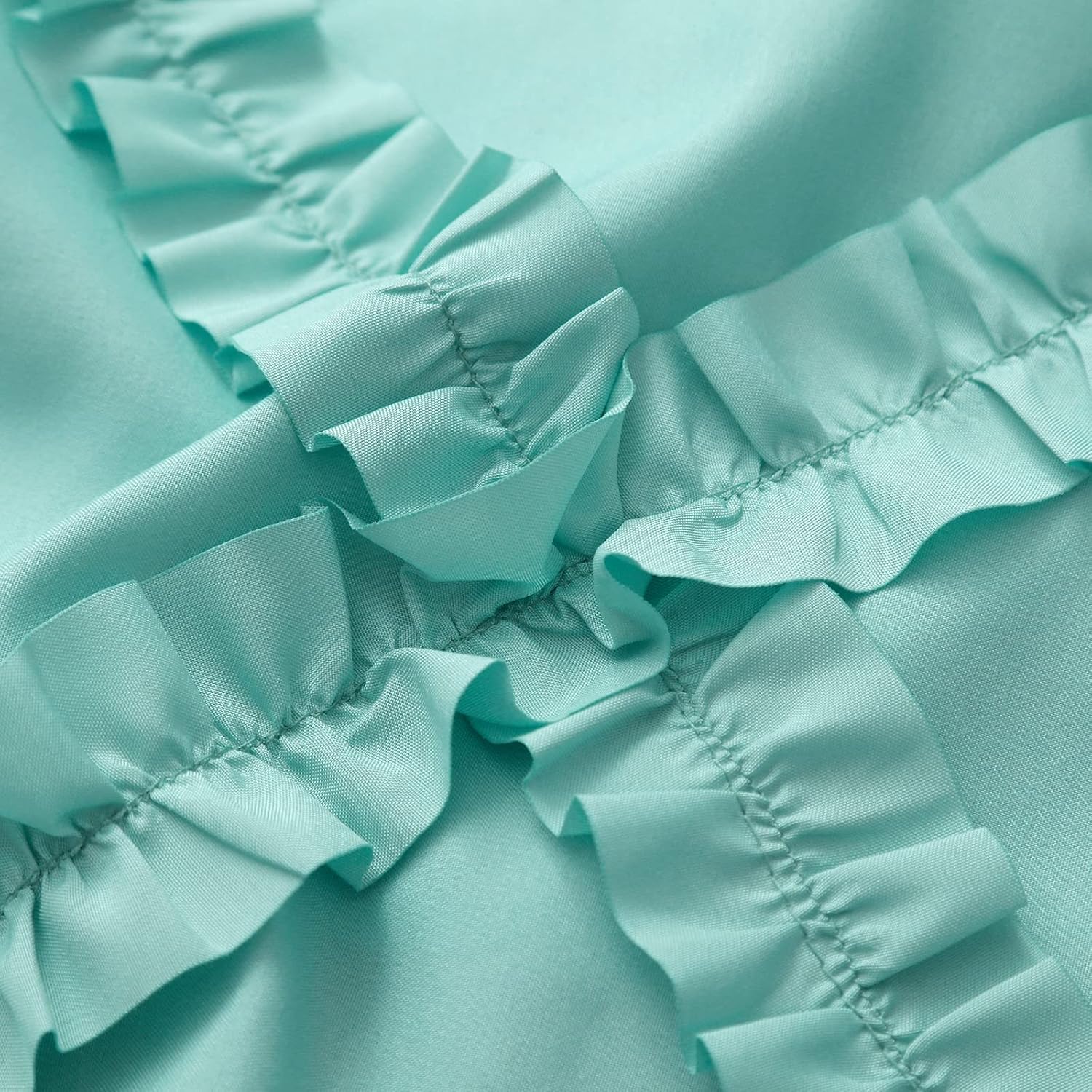 Aqua Ruffle Diamond Fabric Shower Curtain for Bathroom | Farmhouse Rustic Style 72’’x72’’