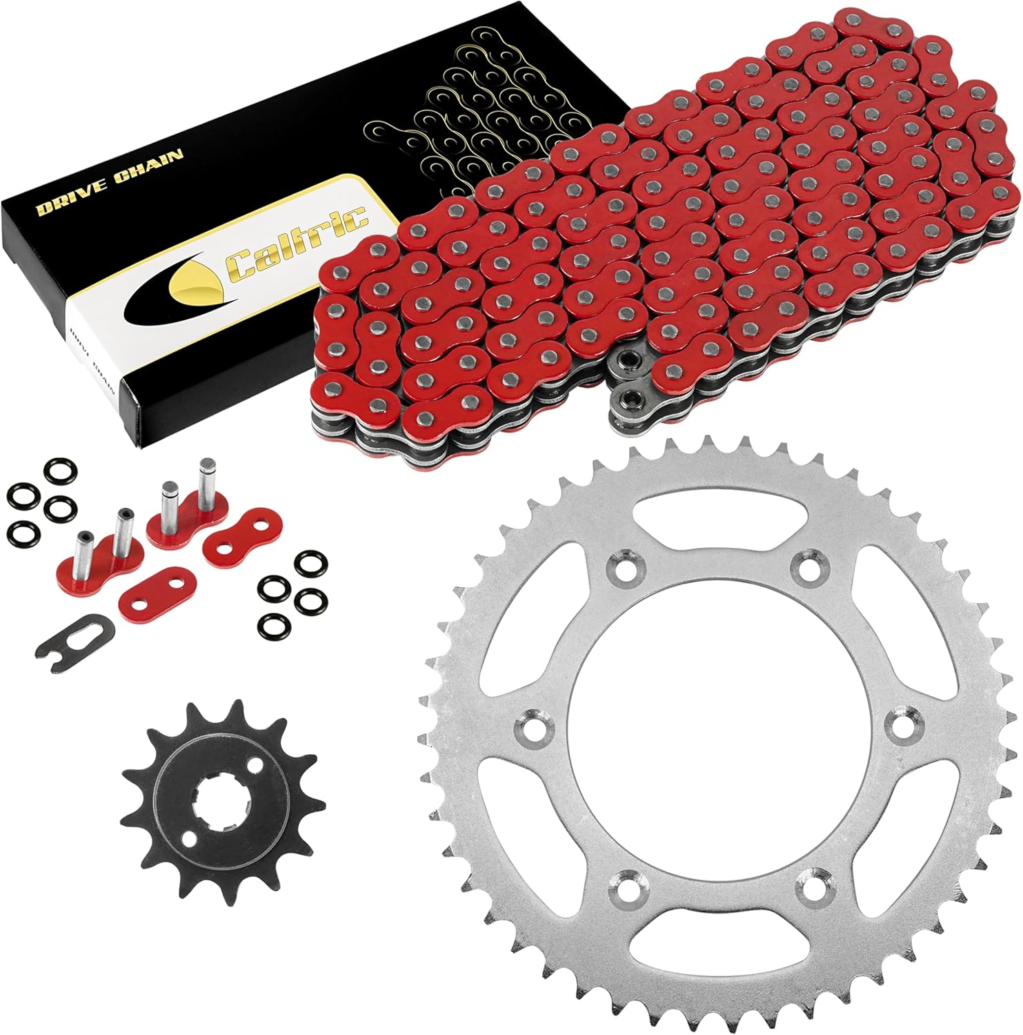 Caltric Red O-Ring Drive Chain and Sprocket Kit Compatible with Honda CRF150F 2003 2004 2005