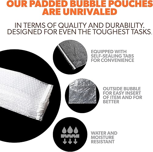 Miniatura 3 de PackageZoom Bolsas de burbujas  Bolsas transparentes de 6.5 x 8.5 pulgadas con autosellado para envío, embalaje, almacenamiento, mudanza, paquete de