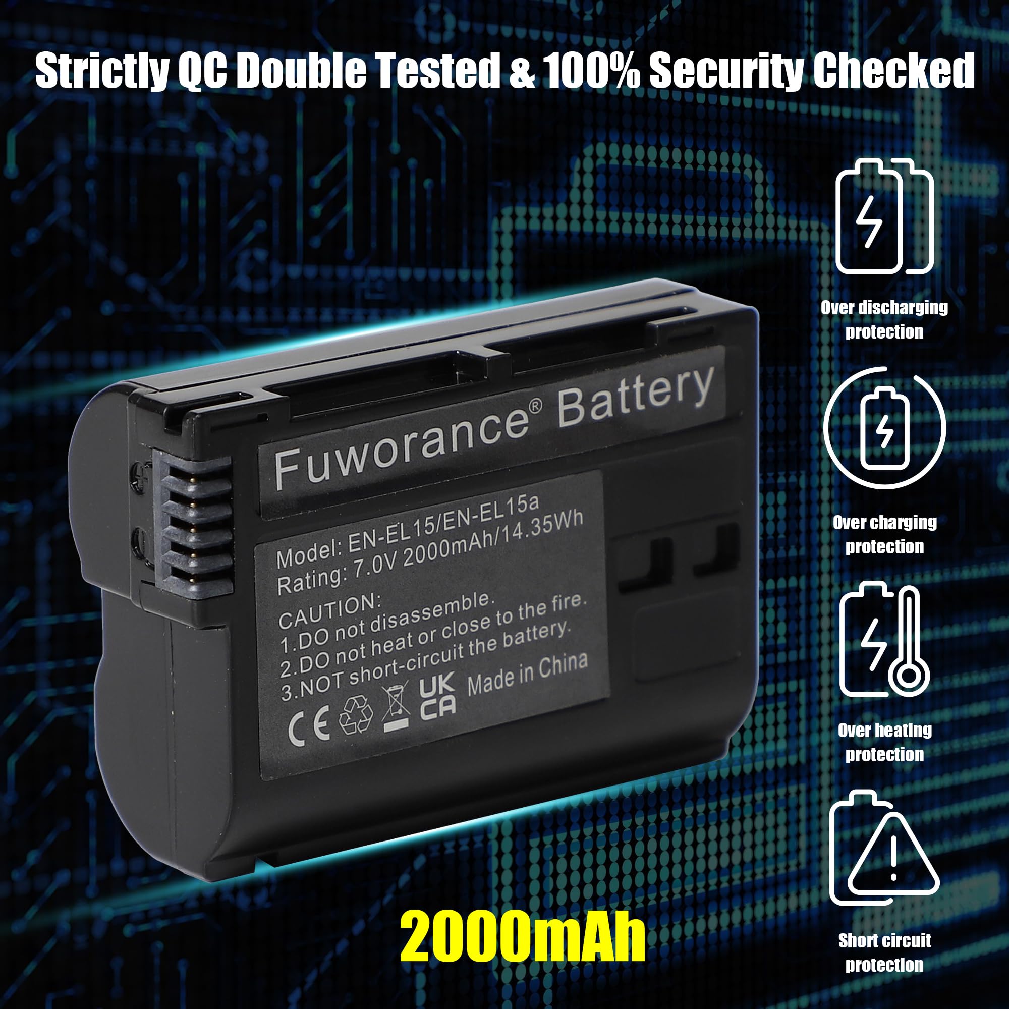 Powerextra 2 Batterie Ricaricabili 2200mAh EN-EL15 Per Nikon D750 D800 D810 D7000 D7200 D7100 E Molti Altri – Sostituzione Originale