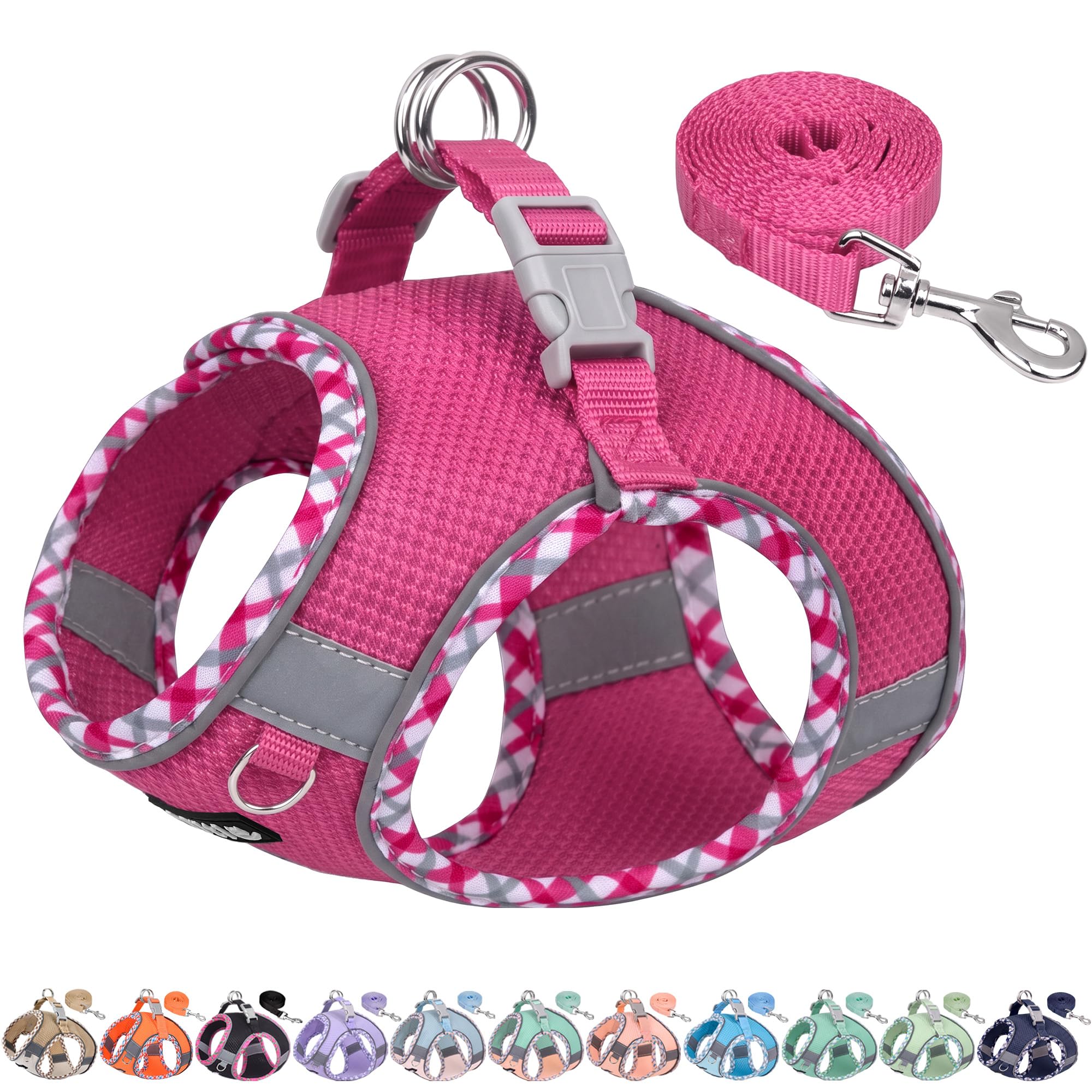 AIITLE Teacup Puppy Harness and Leash with Escape-Proof Design, Hot-Pink S