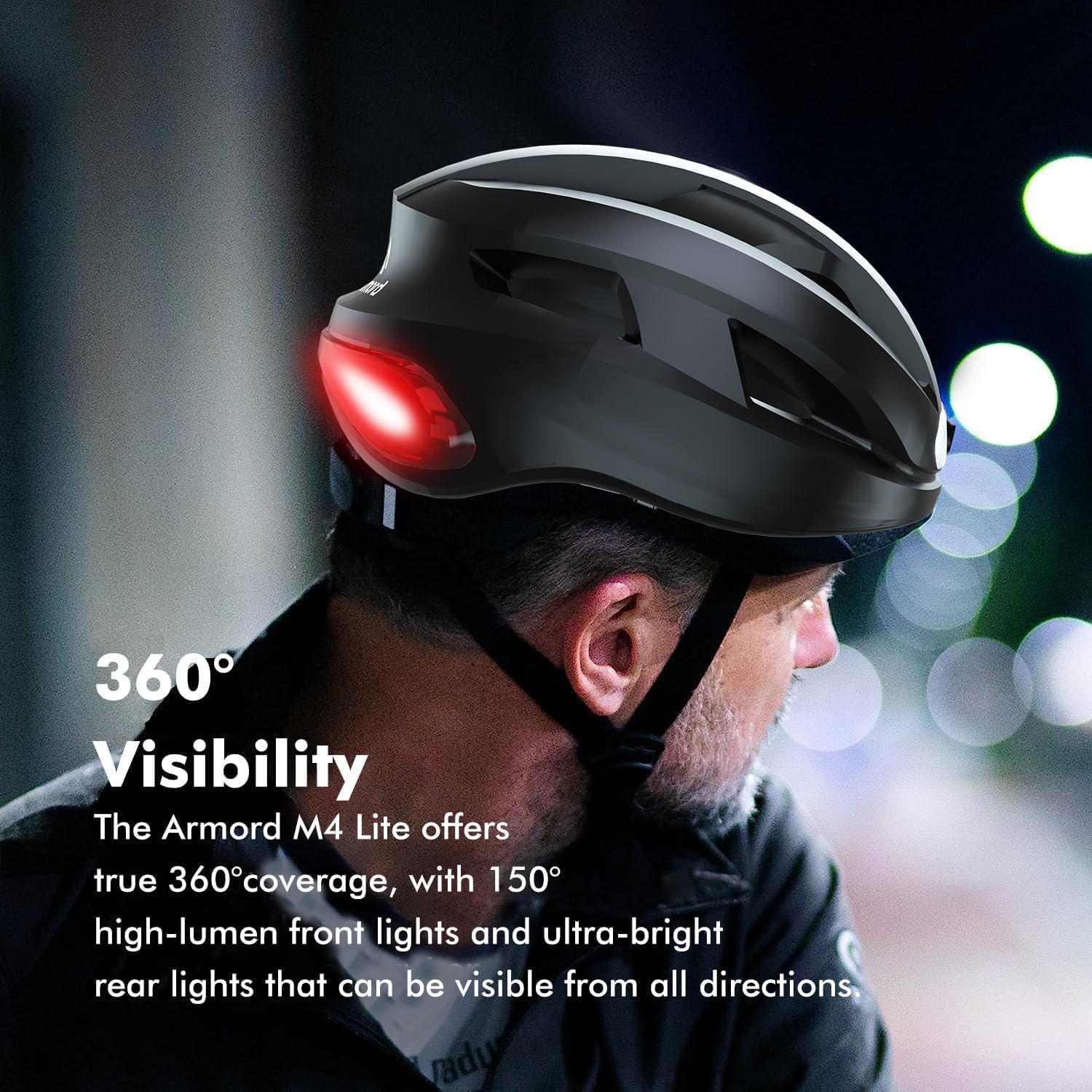 Smart Bike Helmet, Armord with Ultra Vision 4K Camera Helmets, Seamless WiFi & Bluetooth Integration, Front Night Vision, Extensive App Support, Unique Rear Arc Signals & Powerful 1km Intercom