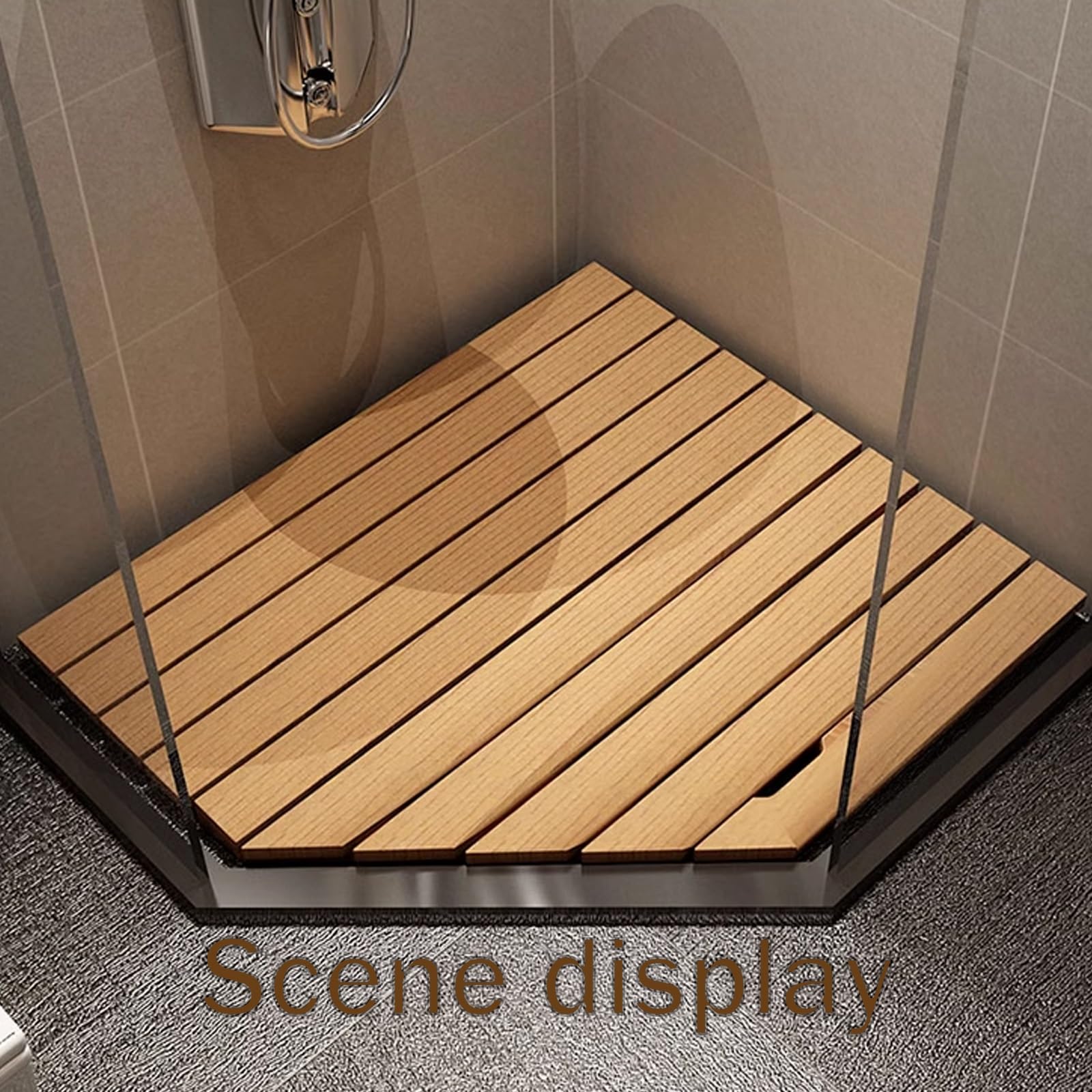 QWEASDF Pedana per Doccia,Tappeto Doccia Antiscivolo,pedana Doccia Legno,Tappetino Doccia Antiscivolo Doccia per Doccia in Legno Naturale, Piedini in Legno antisci(W50xL50cm/W20xL20in)