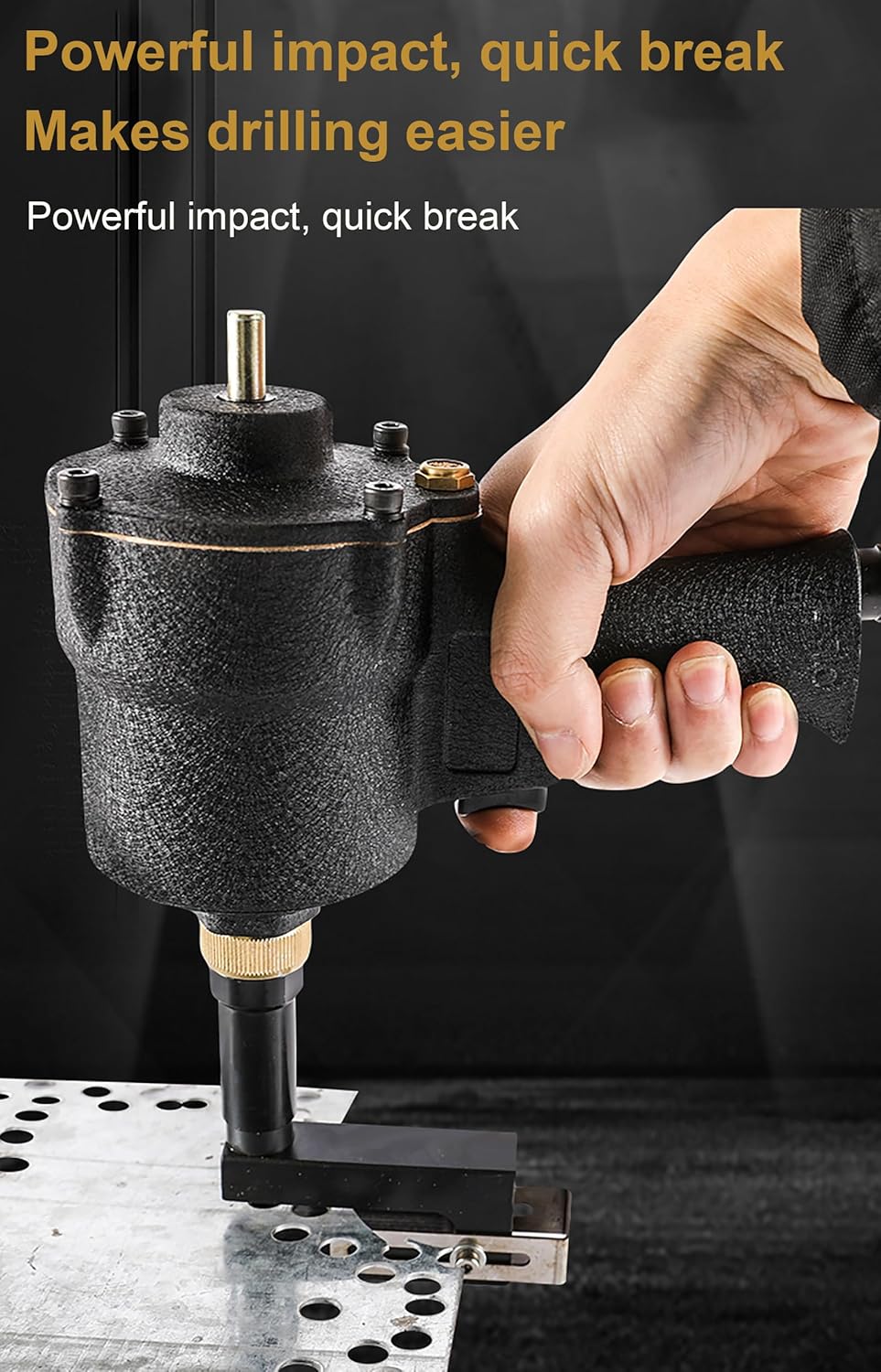 Professional Pneumatic Punching Tool, Air-Powered Hole Punch, Industrial Metal Punch Kit, Sheet Metal Punching Gun, for Factory, Office and Home 3.2mm