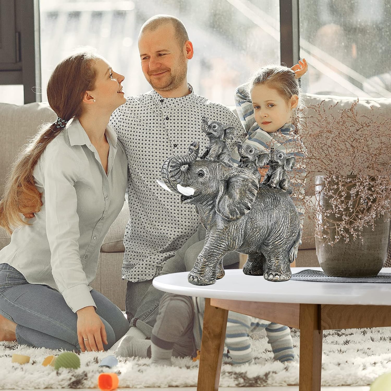 Elephant Statue Figurines Mom Gifts Elephant Gifts for Women - Home Decor Office Bookshelf TV Stand Living Room, Decoration for Shelf Table Decor image 2