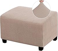 Vista 28 de Funda Elástica para Otomán Fundas para Otomán Rectangulares para Sala de Estar Taburete Reposapiés Fundas Elásticas para Adaptarse al Reposapiés