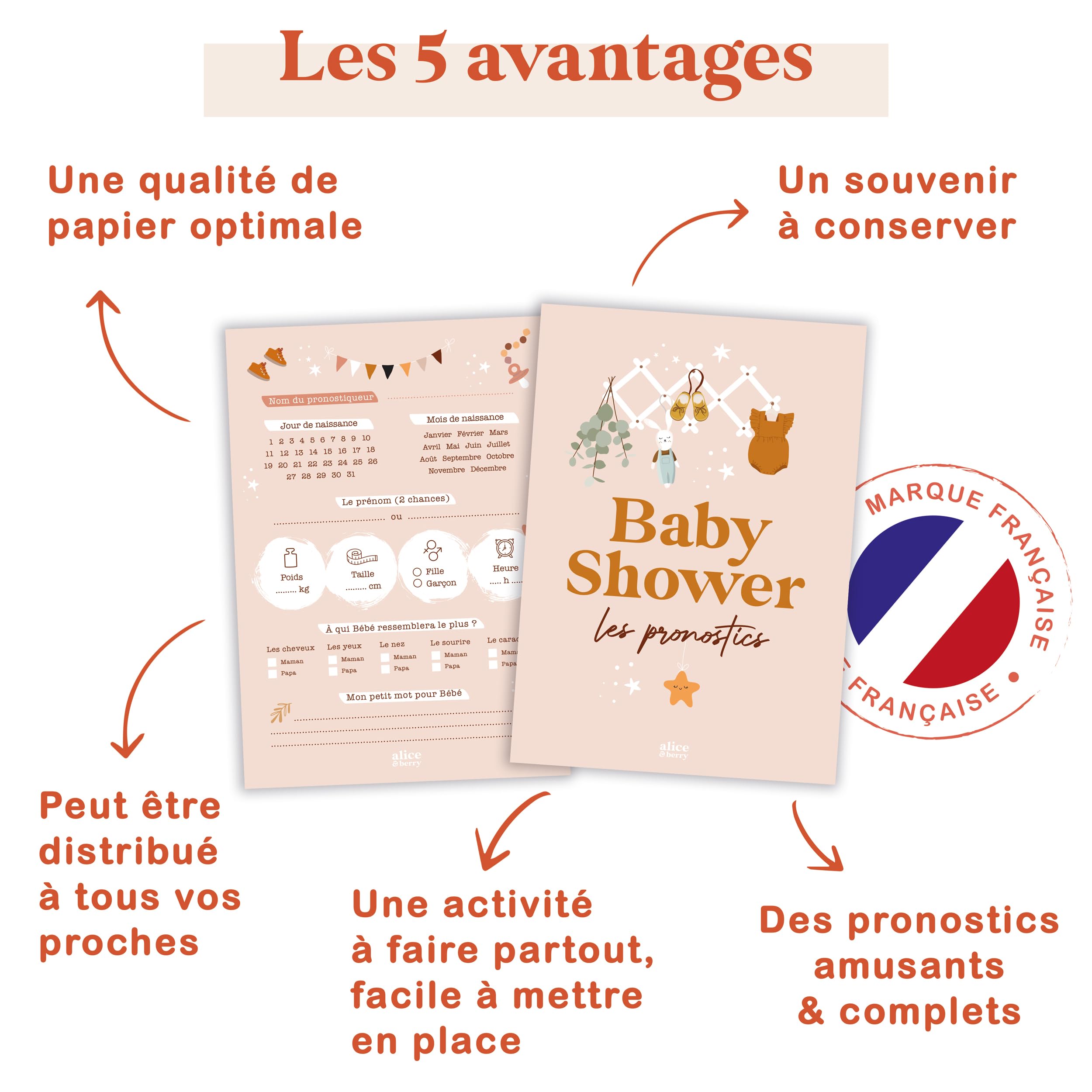 20 Cartes Pronostics Baby Shower Mixte - Jeux Gender Reveal Annonce Grossesse Fille Garçon