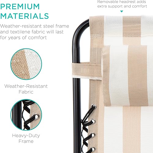 Miniatura 8 de Best Choice Products - Juego de 2 sillas reclinables y ajustables de malla y acero, sillas con sensación gravedad cero con cojines y bandejas