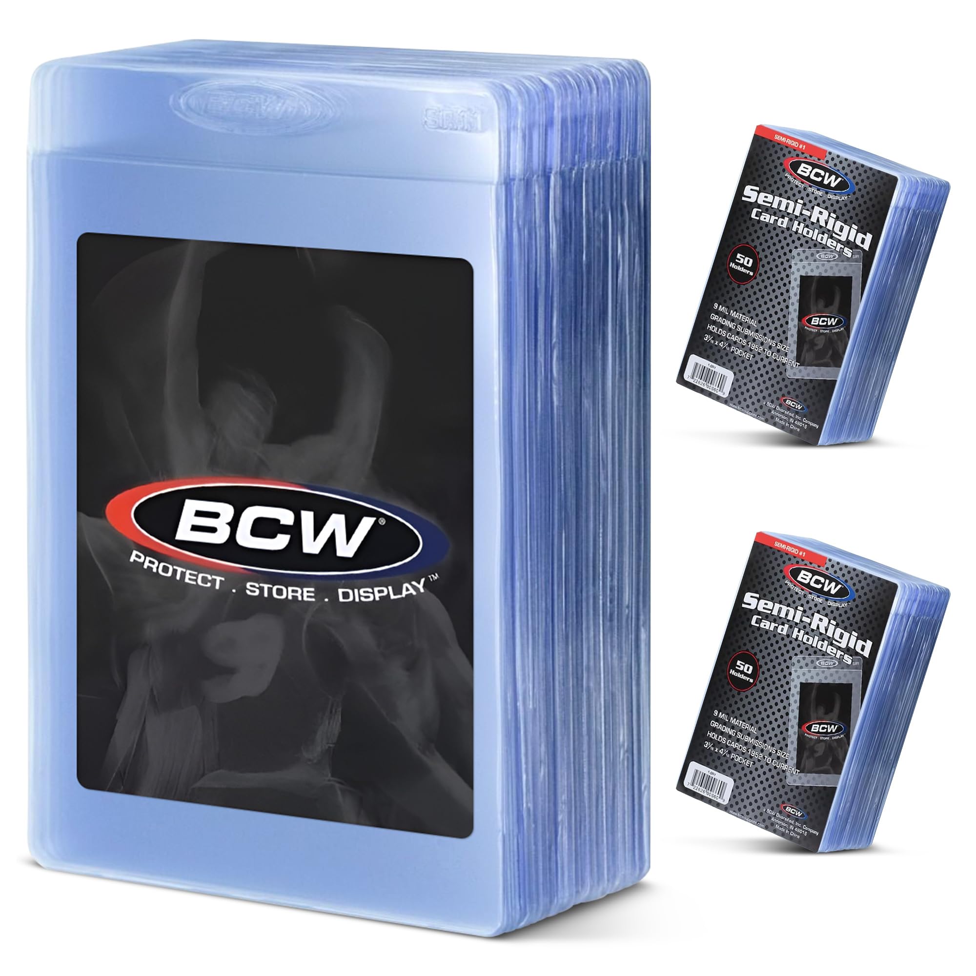 BCW Semi Rigid Card Holder #1 | 100 Pack | Semi Rigid Card Sleeves for Grading Preparation | Protective Holders for Sports & Trading Cards