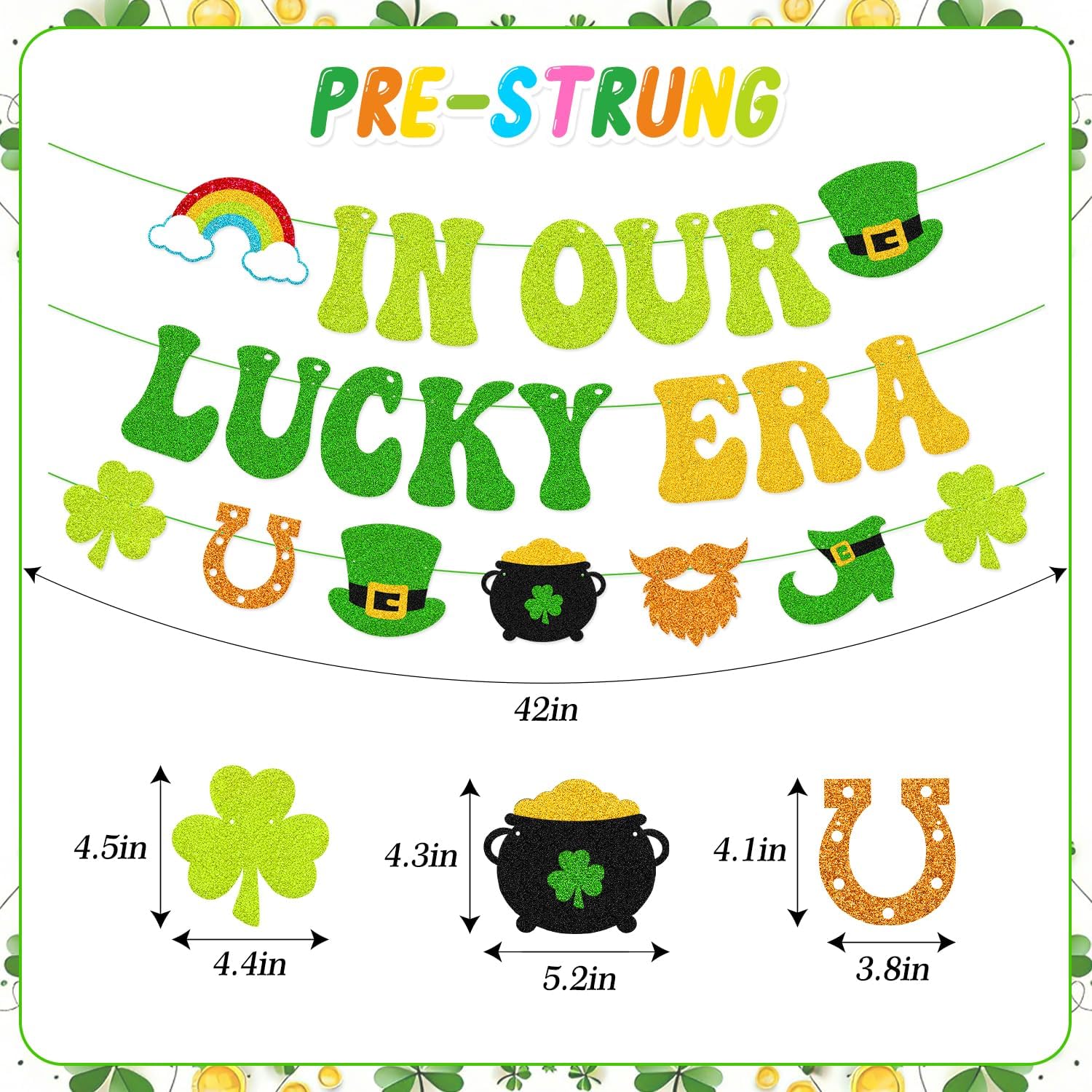 In Our Lucky Era Banner St. Patrick’s Day Party Decorations for Irish School Classroom Home Celebration Shamrocks Lucky Saint Patrick’s Party Supplies