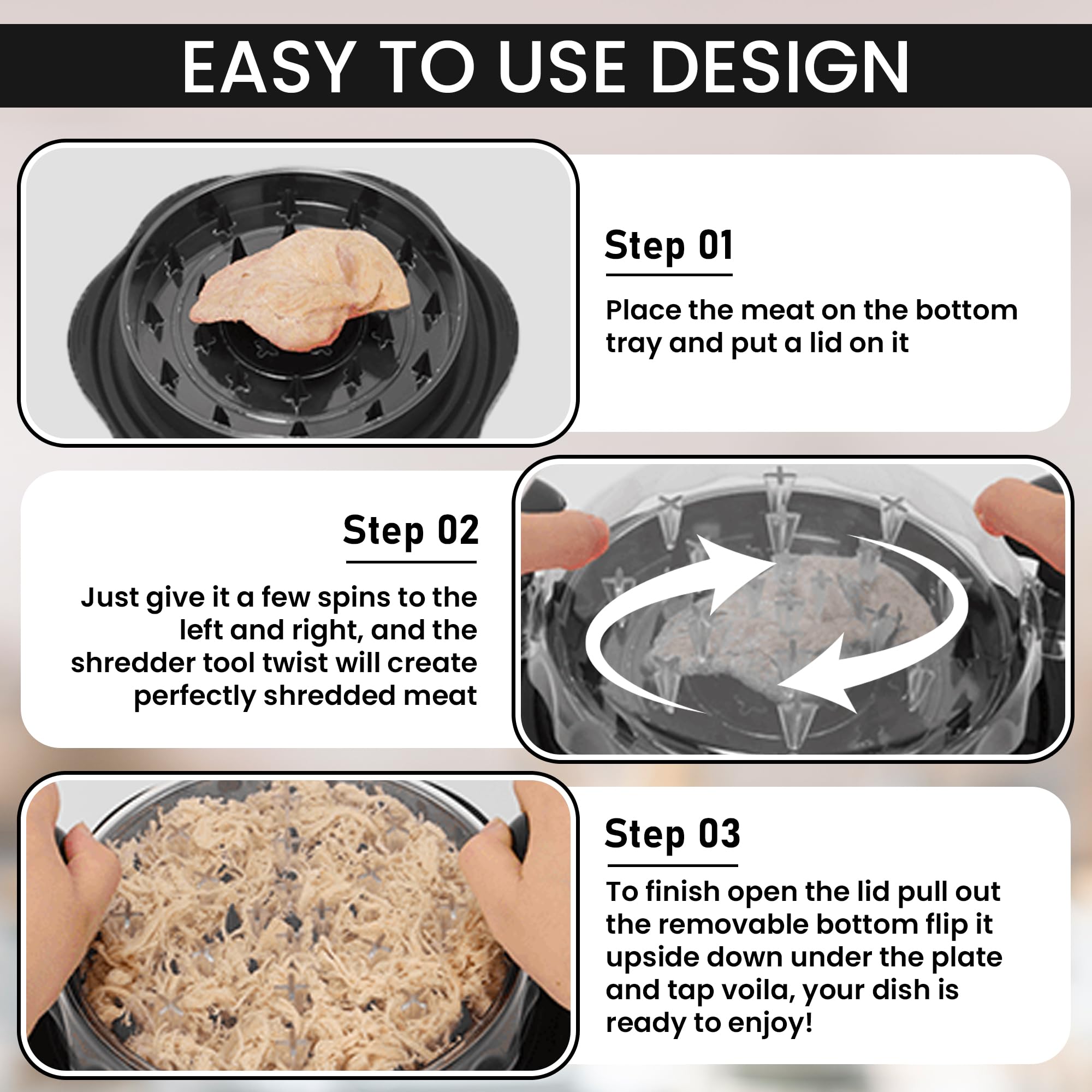 Chicken Shredder Tool - Easy Pulled Chicken -6