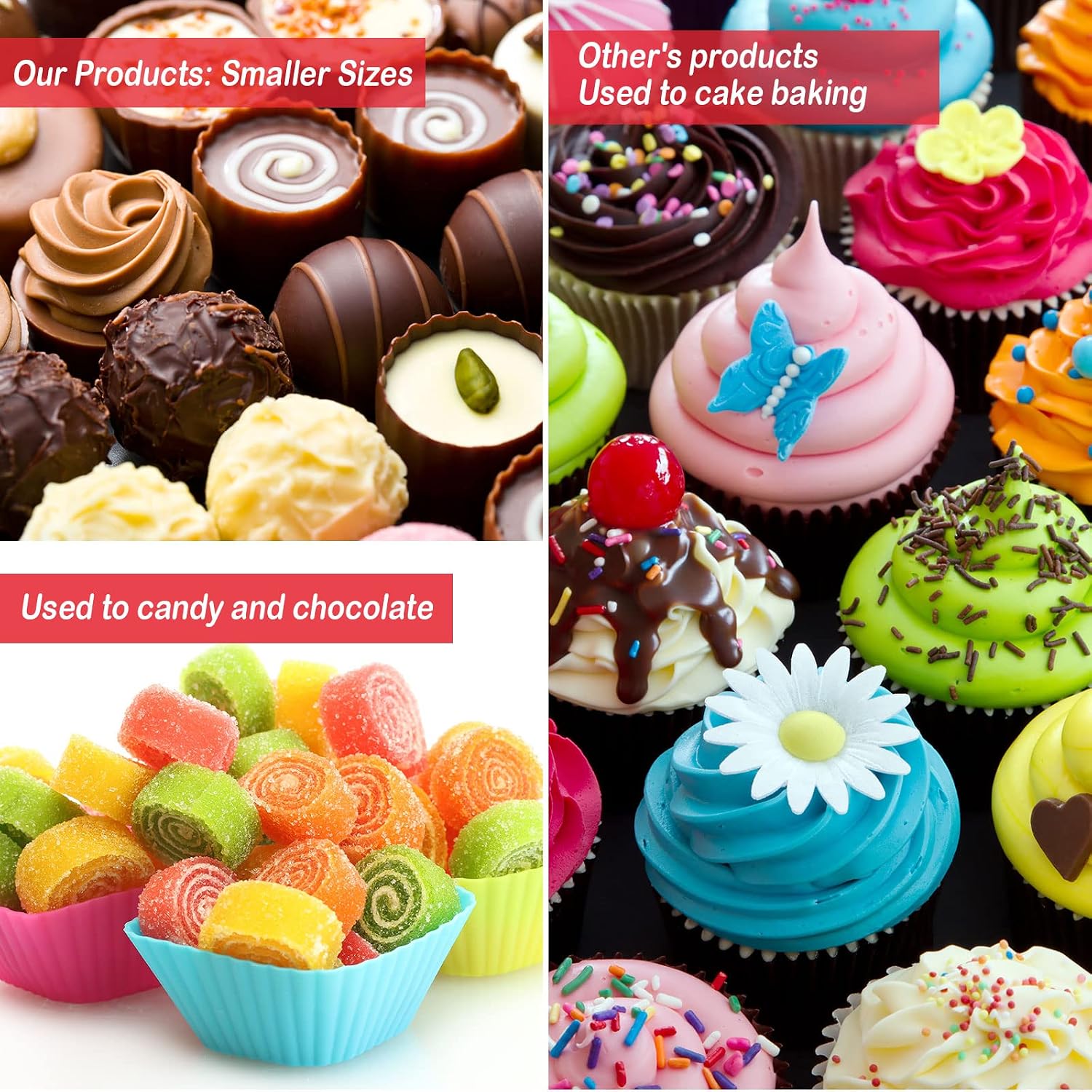 Gerrii 600 Pcs Black and White Candy Cups, Black Mini Paper Cupcake Liner