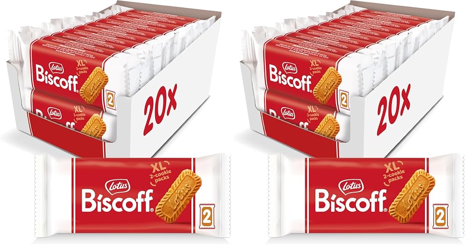 Lotus Biscoff Cookies, Caramelized Biscuit Cookie Snack, Dispenser Box (40 sleeves of 2 extra large cookies) Vegan, 0.9 Ounce, 20 Count (Pack of 2) - 20 Count (Pack of 2)
