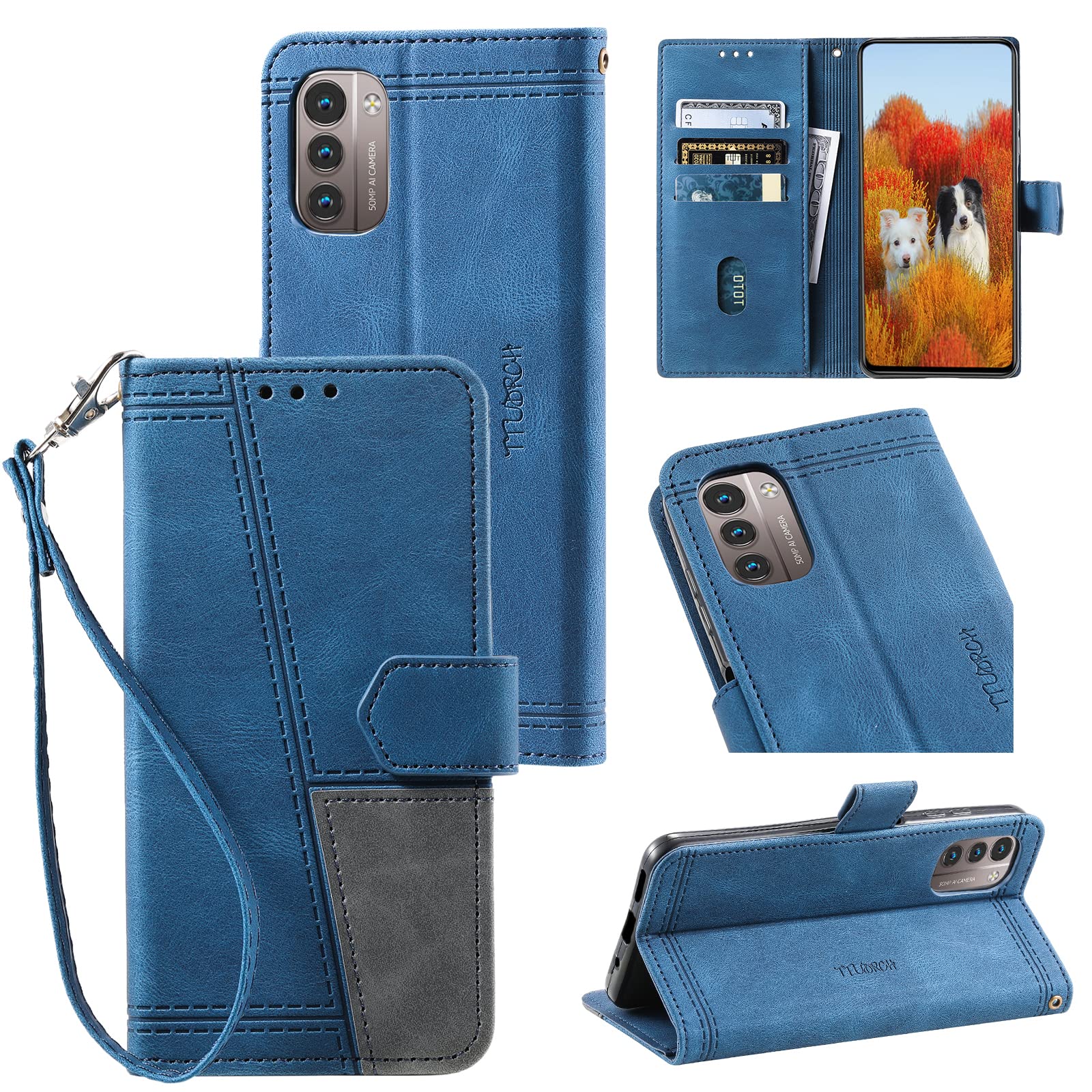 Asuwish Compatibile con Nokia C21 Plus Custodia a portafoglio in vetro temperato Proteggi schermo e cerniera Retro in pelle Flip Cover Supporto per carte di credito Accessori per Nokia C21+C21Plus