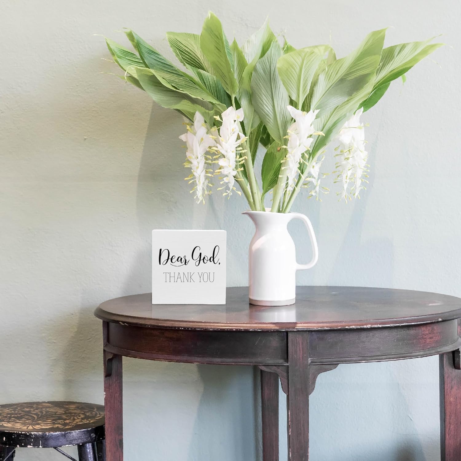 Dear God Thank You Sign, Inspirational Christian Decor, Plaque Rustic Box Sign for Living Room Shelf Table Decoration Bible Verse Jesus Thank You Decor Gifts for Women Men 5x5 C09 - Image 7