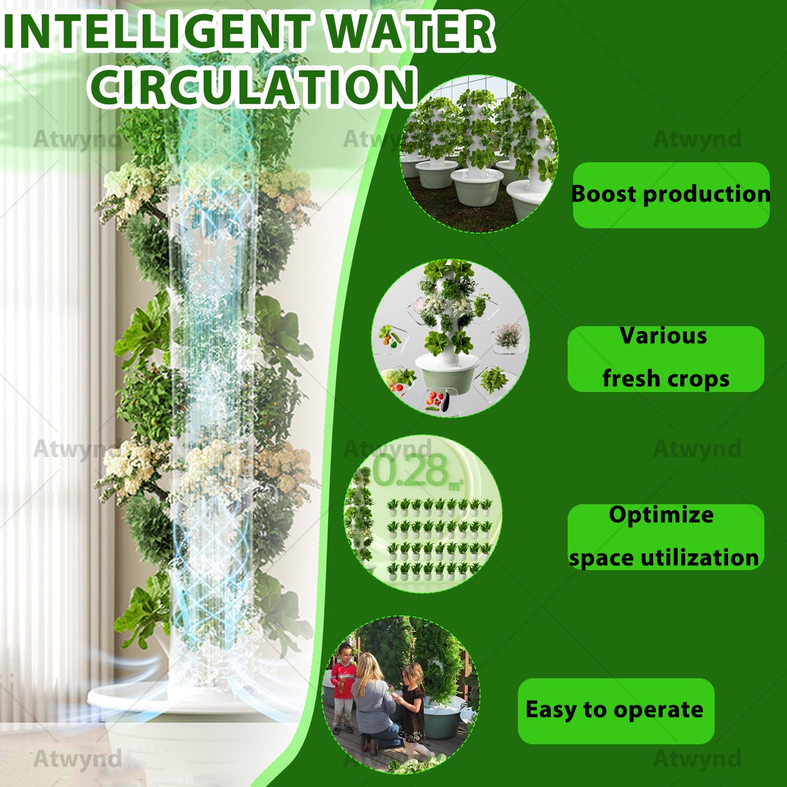 Cultivo Hidropónico, Torre Hidropónica Vertical de 5/7/9 Niveles, Jardinería de Interior, Kit de Germinación para Plantas de Interior para Hierbas, Frutas y Verduras 7Layer-LED
