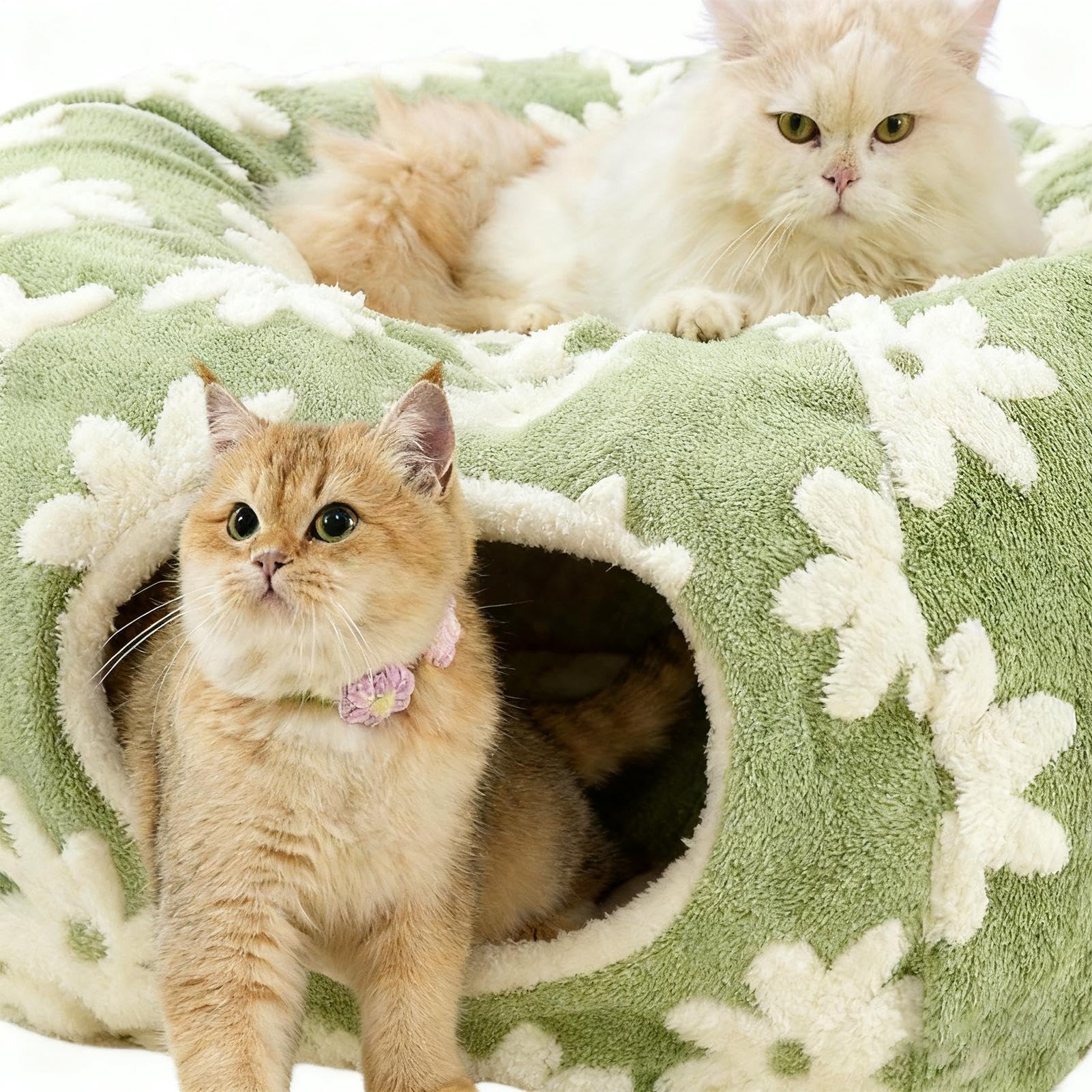 Tunnel pour Chats Jouet Cave en Peluche Lavable avec Balle | Tunnel Donut Interactif Pour Chat À Design Pour Ramper Divertissement Mastication Intérieur Extérieur Lapin
