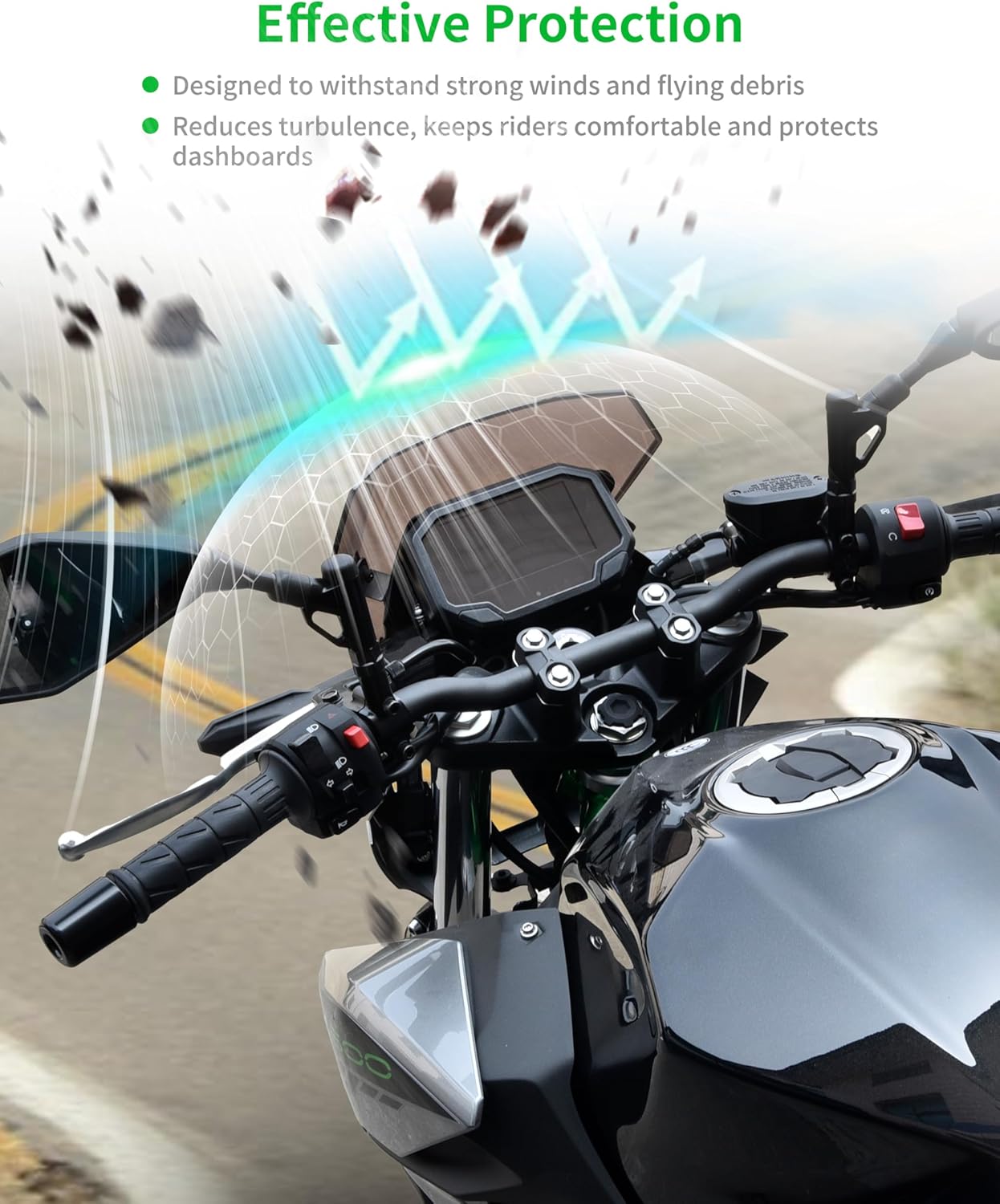 Windshield for Z500 ABS 2024-2025, Dark Tinted Wind Shield Windscreen Air Deflector for Kawasaki Z500 SE ABS 2024-2025 Accessories