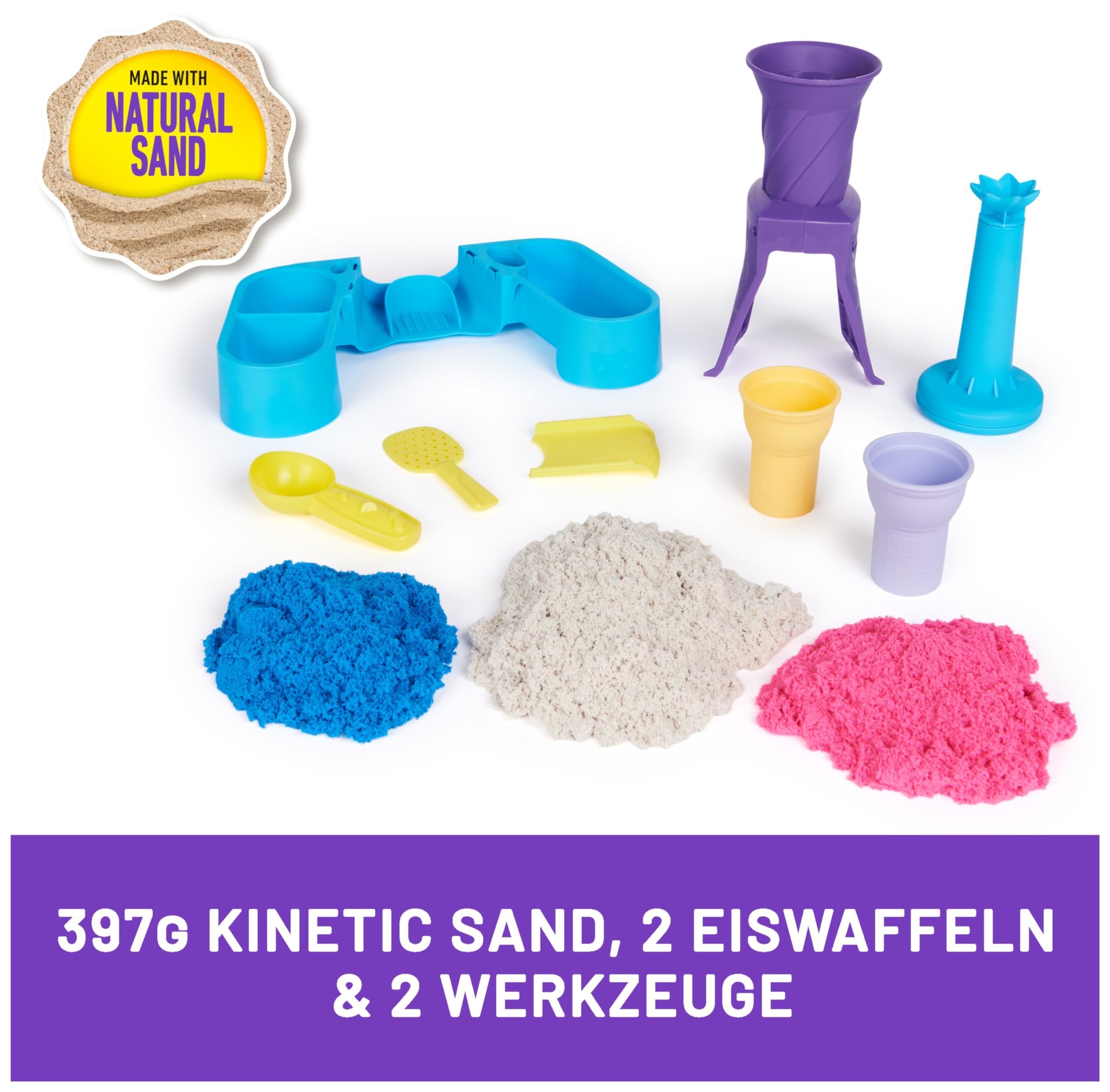 Kinetic Sand Meerjungfrauen Koffer - mit 1 kg original kinetischem Sand aus Schweden in 3 Farben & Softeis Station - mit 396 g original magischem Sand in DREI Farben und umfangreichem Zubehör
