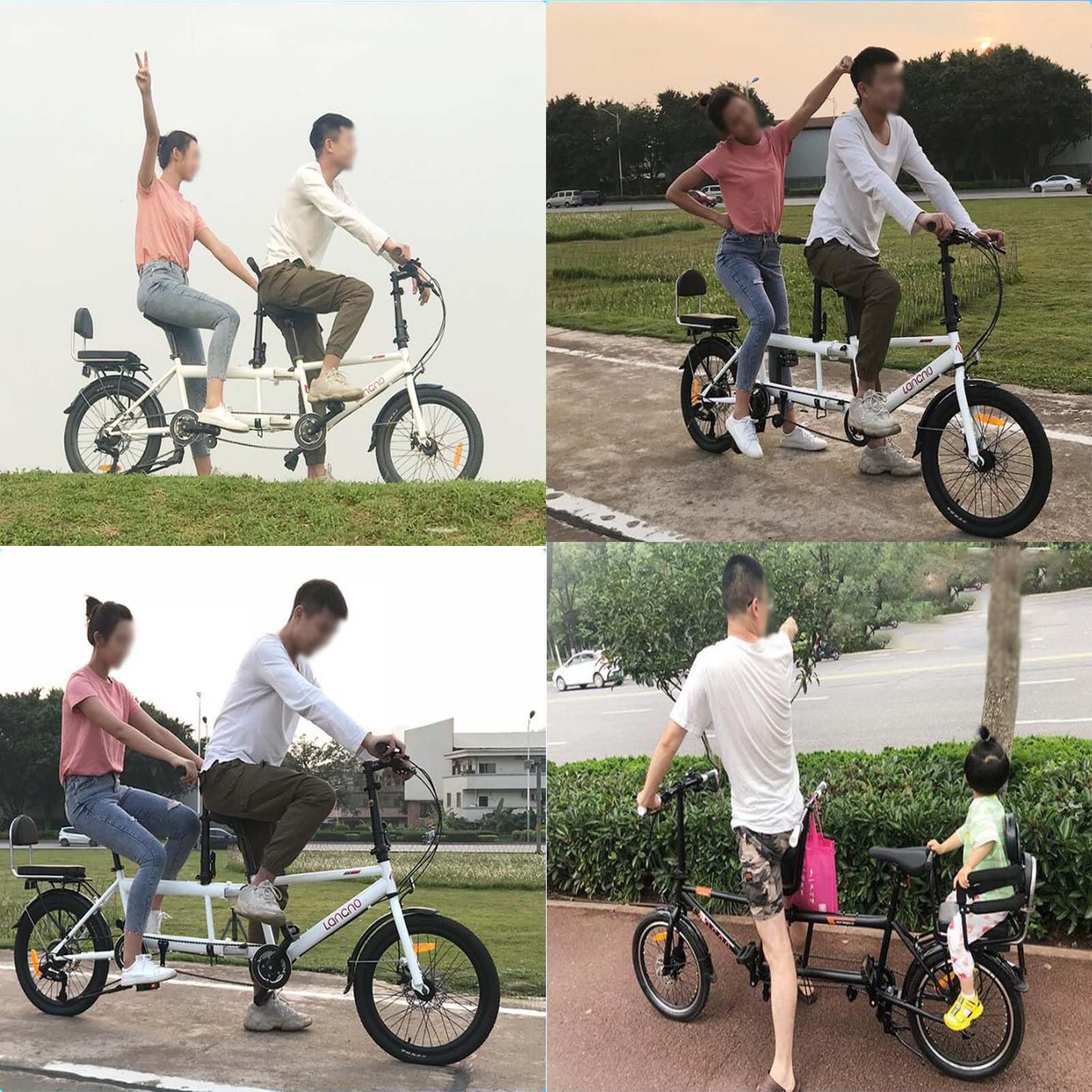 Tandem Beach Cruiser Fahrrad für Erwachsene Faltbares Tandem Beach Cruiser Fahrrad für Erwachsene Dreisitzer 7 Gang Maximale Belastung 300 kg Familienreisen und Paarfahrten