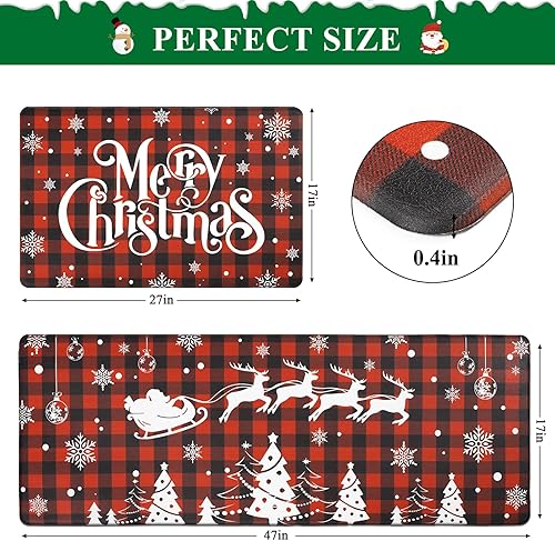 Miniatura 6 de Bsmathom Juego de 2 alfombras de cocina antifatiga para otoño, antideslizantes, impermeables, juego de alfombras de cocina gruesas y acolchadas,