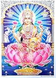 Crafts of India Goddess Laxmi Poster/Lakshmi Hindu Goddess Picture with Golden Foil (Unframed : Size 5