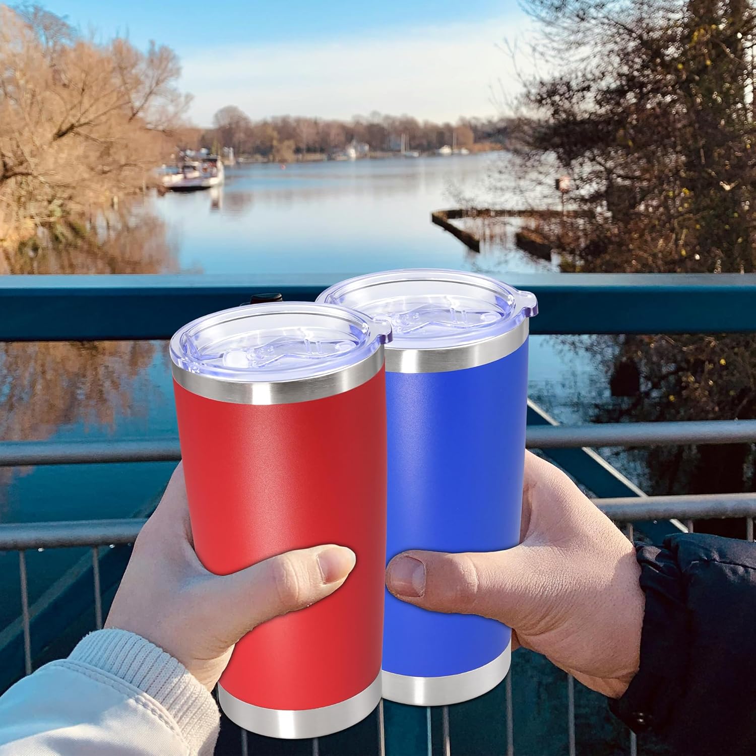 20oz Tumbler Bulk Stainless Steel Tumbler Cup with Lid Vacuum Insulated Double Wall Travel Mug, Durable Powder Coated Travel Coffee Tumbler Mug for Hot & Cold Drinks, Dark Blue,12 Pack - Image 8