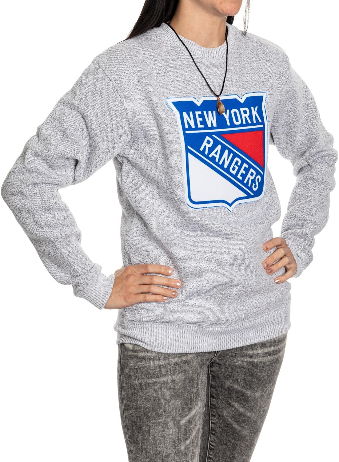 Calhoun NHL Surf & Skate Unisex Cabin Crew Neck Sweater with Premium Cotton Blend & Frayed Team Logo Crest