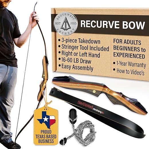 Southwest Archery 64" Spyder XL Takedown Recurve Bow – (Right Hand, 35lb w/Stringer Tool)