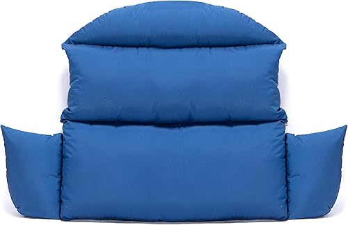 Miniatura 2 de LeisureMod Cojín colgante para silla de huevo para 2 personas, color azul, relleno de algodón suave, secado rápido y resistente a la intemperie,