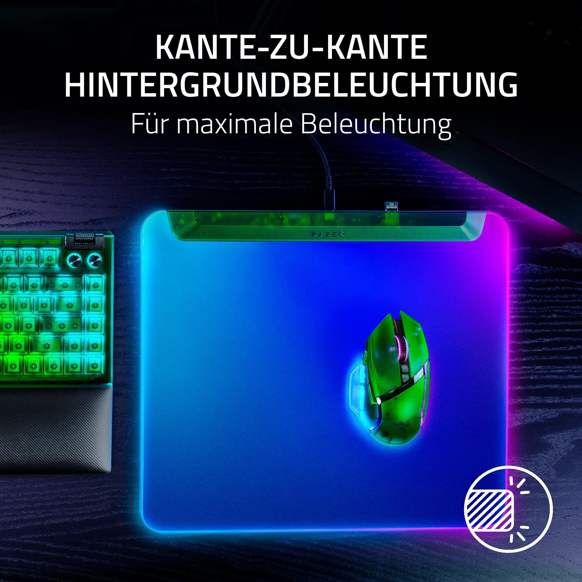 Razer Firefly V2 Pro Phantom Green Edition - Voll beleuchtete Gaming-Mausmatte mit Chroma RGB (USB 2.0-Hub, mikrotexturierte Oberfläche, rutschfeste Unterlage) Phantom Green